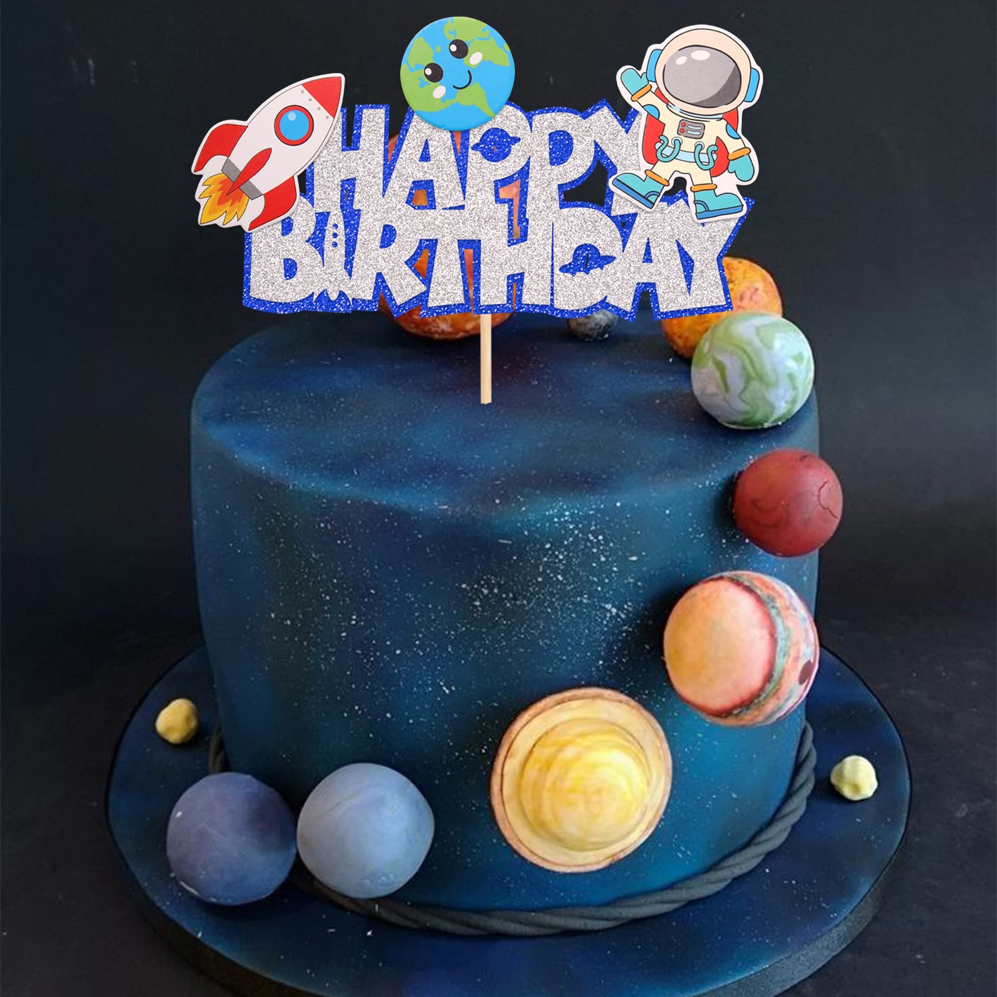Toppers Per Torte A Tema Spaziale - Astronauta, Razzo E Stelle Per Compleanni E Baby Shower - Foto 4