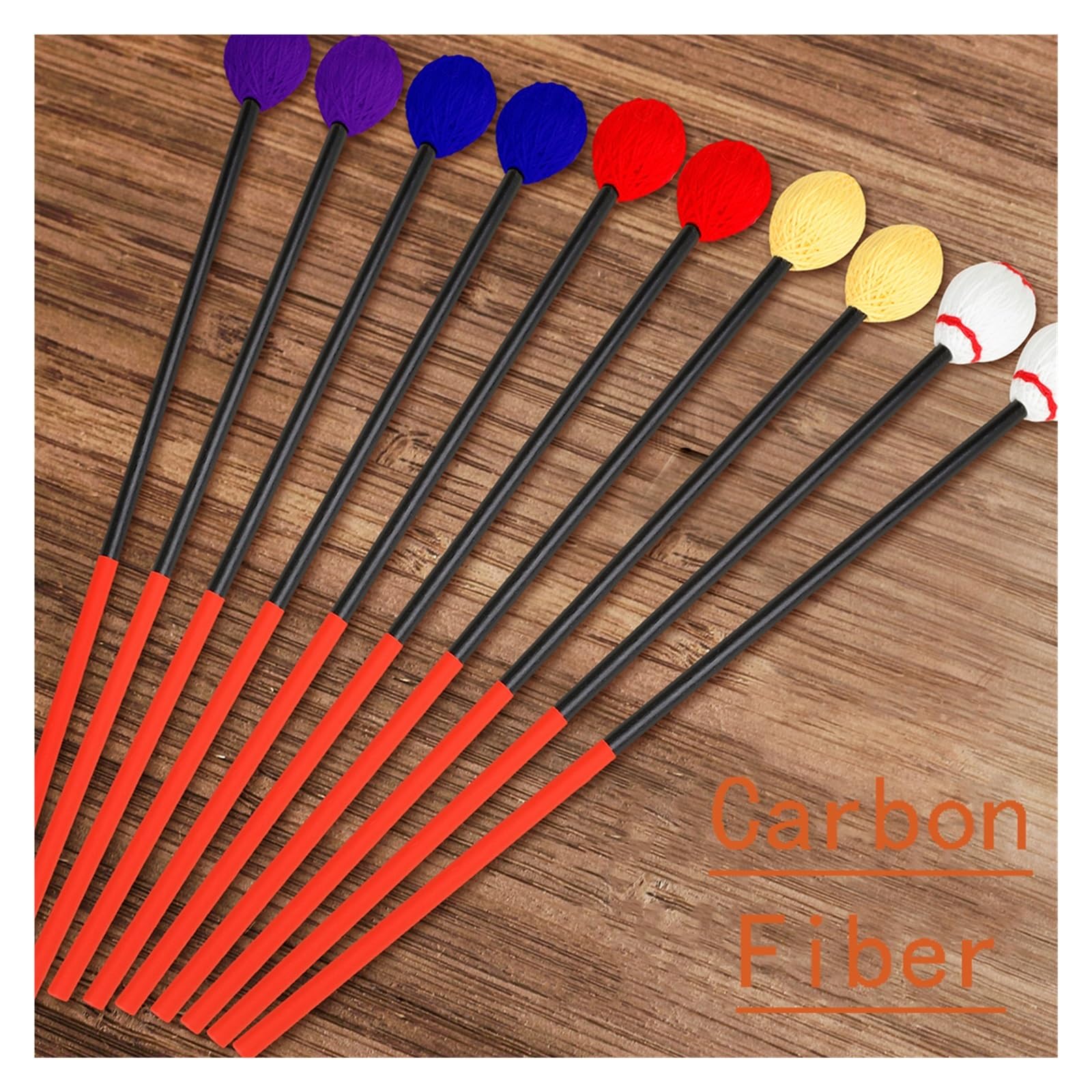 Marimba Mallets 1 par de palos Marimba con cabeza goma dura, mazos tambor, xilófono, instrumento percusión Piano, accesorios, martillo for jugar(Red)