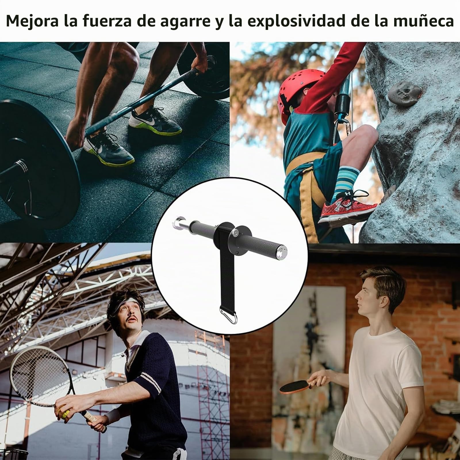 Rodillo de Muñeca y Antebrazo, Rodillo de Muñeca y Fortalecedor de Antebrazo para Entrenamiento y Ejercicios, Ideal para Fortalecer los Músculos de Mano, Muñeca y Antebrazo en Casa