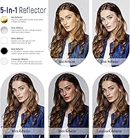 Vista 2 de NEEWER Kit de reflector de luz de 43"/110cm, reflector redondo plegable 5 en 1 (translúcido/plata/oro/blanco/negro), abrazadera de metal y soporte