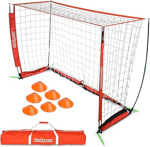 Miniatura 1 de GoSports Elite Soccer Goals  Redes de fútbol portátiles de 12 x 6 pies y 6 x 4 pies para juegos o práctica  Incluye 6 conos, funda de transporte y