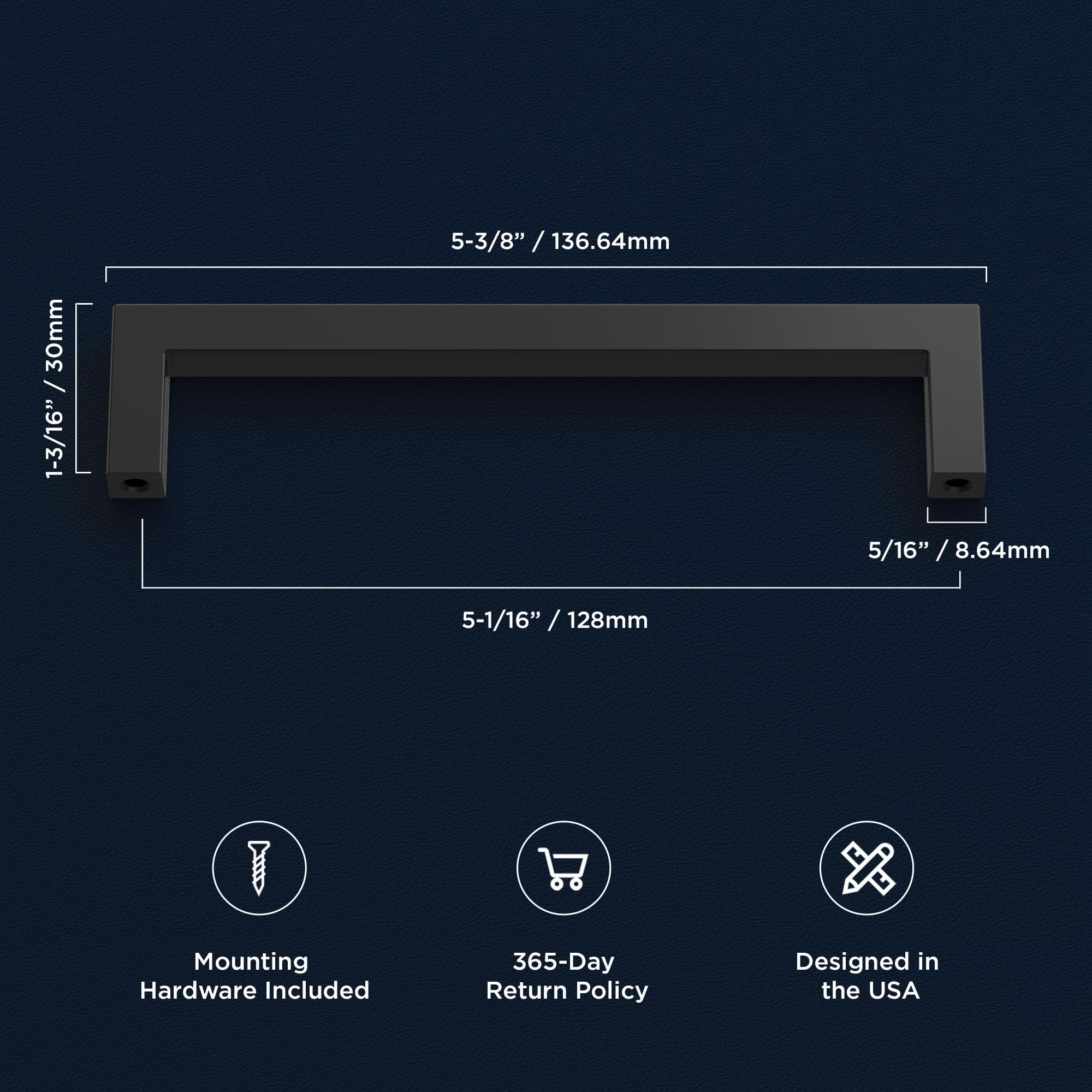 Hickory Hardware NEIKO Heritage Designs Contemporary Pull 5-1/16 Inch (128mm) Center to Center Matte Black Finish (10-Pack) - Image 4