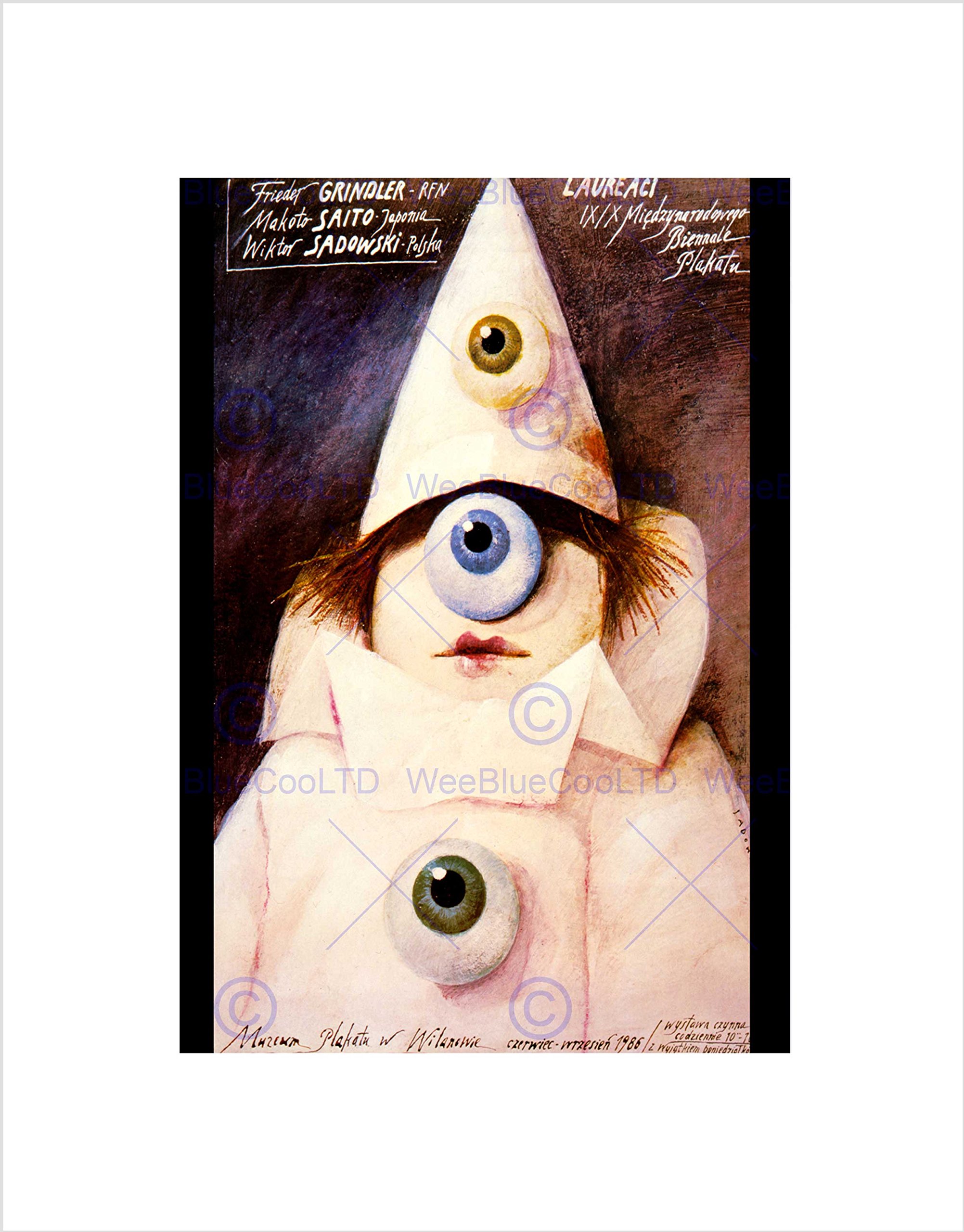 Wee Blue Coo Ad Museum Laureate Poland Pierrot Clown Eyeball Wall Art Print