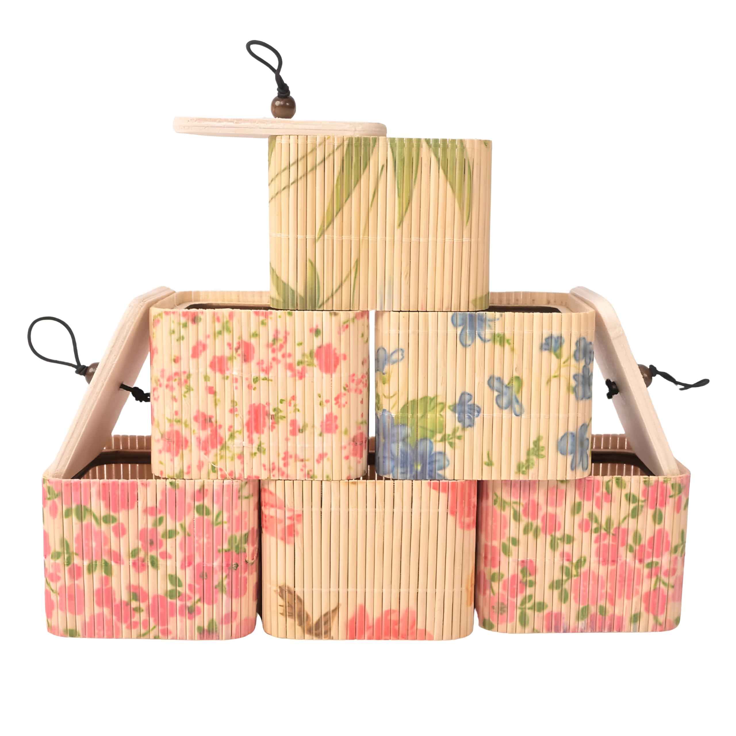 Multipurpose Storage Basket with Lid Set of 6 – Decorative Printed Organizer Boxes for Jewelry, Makeup, Stationery, Snacks & Home Storage-image-17