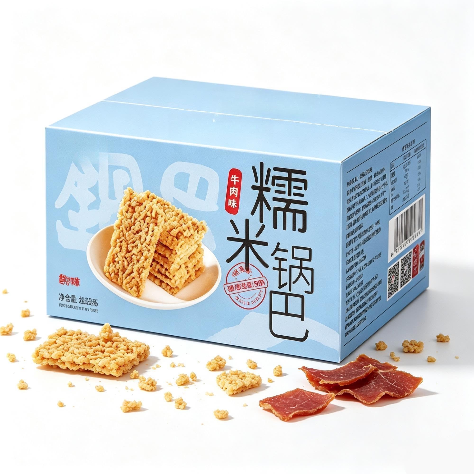 Snack Crujiente De Galleta De Arroz Glutinoso Con Sabor A Carne 500g
