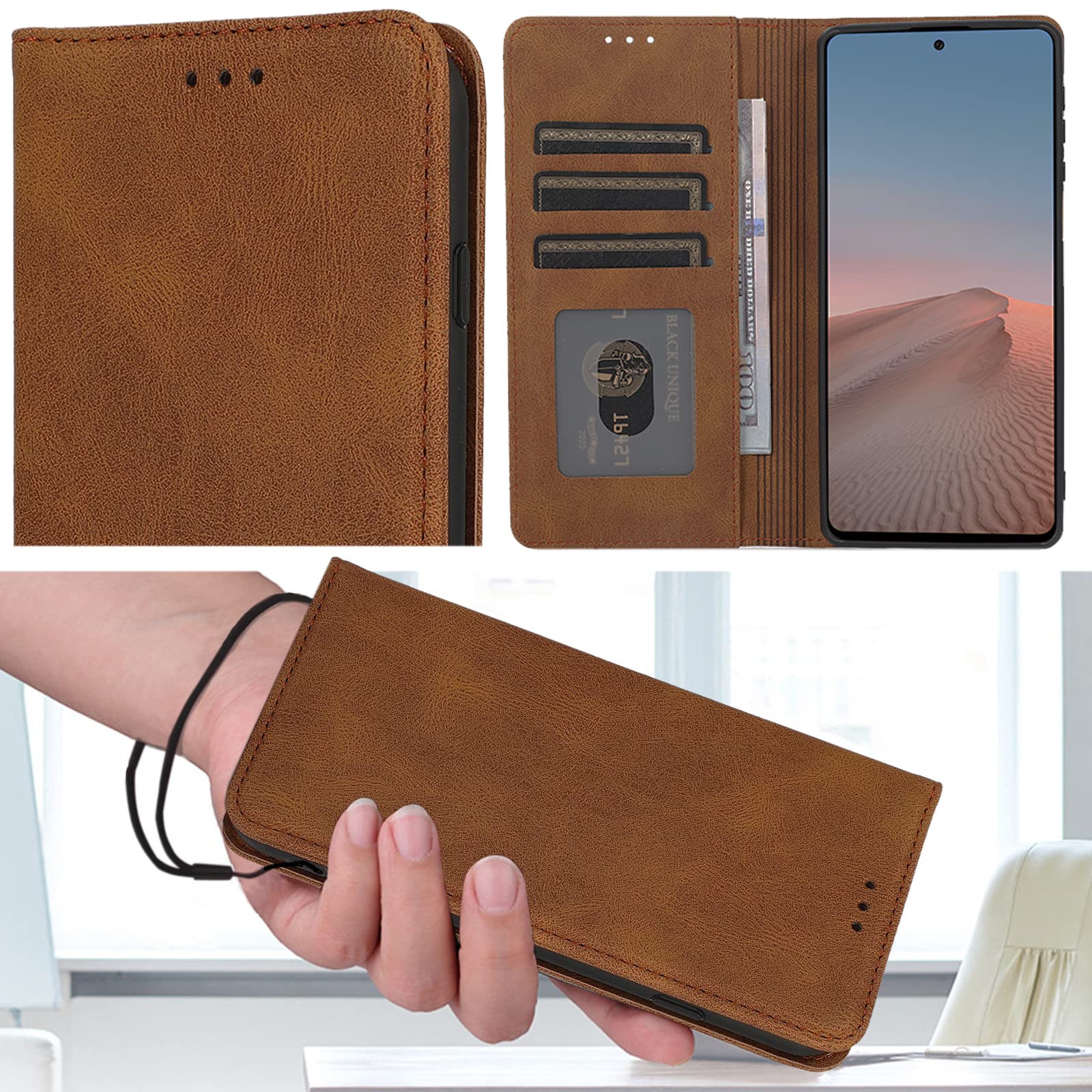 iPhone14ProMaxケース 手帳型 ストラップ付き ブラウン iPhone 14 Pro