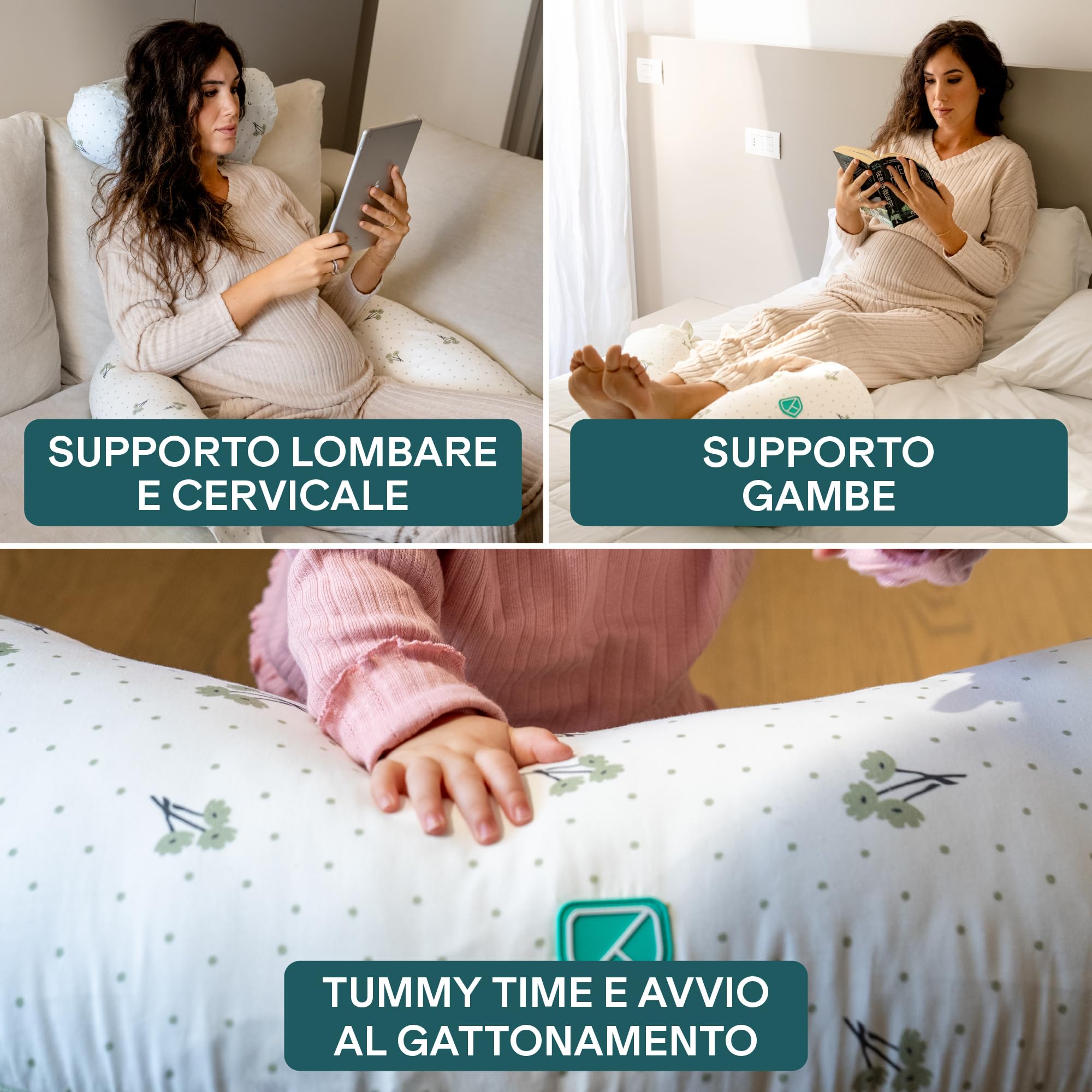 Koala Babycare Cuscino Gravidanza per Dormire XXL 2 in 1 Sfoderabile - Cuscino Allattamento Ipoallergenico ed Ergonomico - Federa esterna 100% Cotone