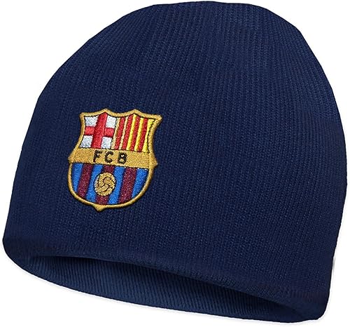 Gorro de punto para niños del FC Barcelona con escudo oficial de fútbol, talla única