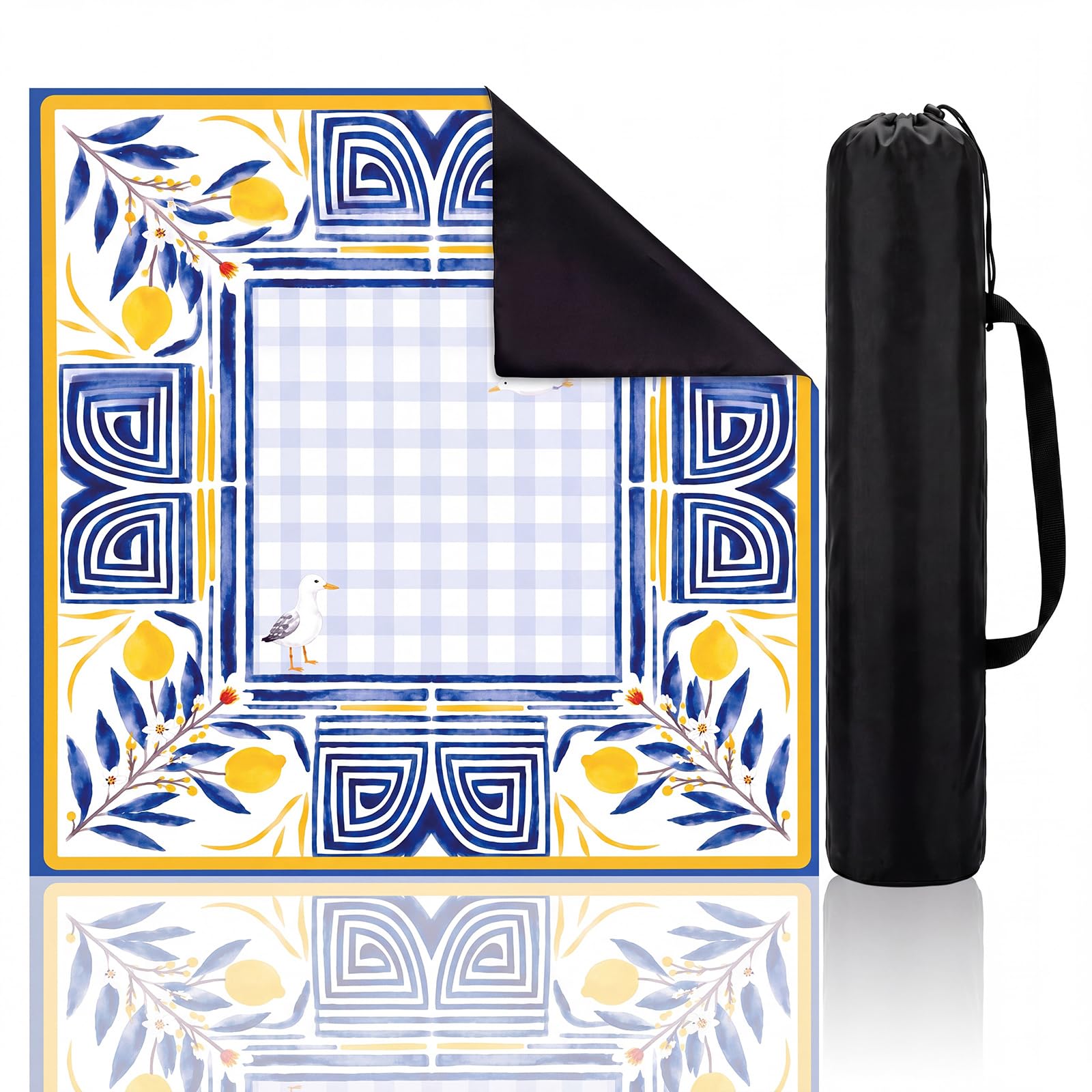 Ensemble de tapis de Mahjong avec sac de transport, Amalfi | 80 cm x 80 cm, antidérapant, réduction du bruit, pour mahjong/poker/jeux de société/jeux de cartes/dominos