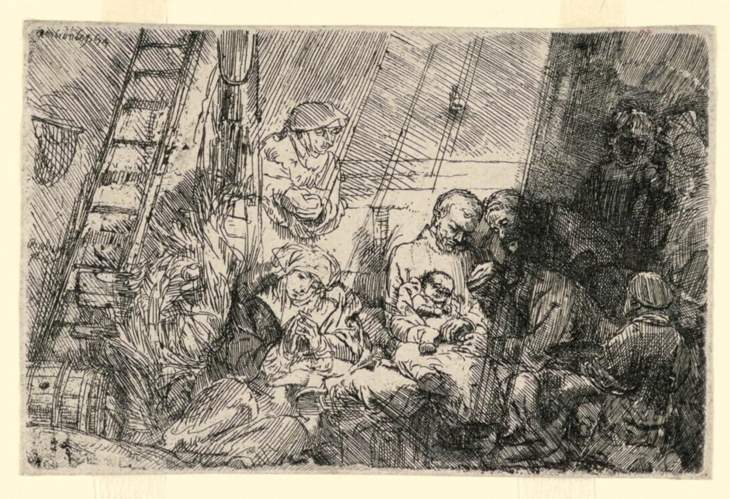 POSTERIIk Vintage Print Pop Art Landscape Artwork The circumcision in the stable by Rembrandt van Rijn Art Prints for Office Home Decor 60x90cm