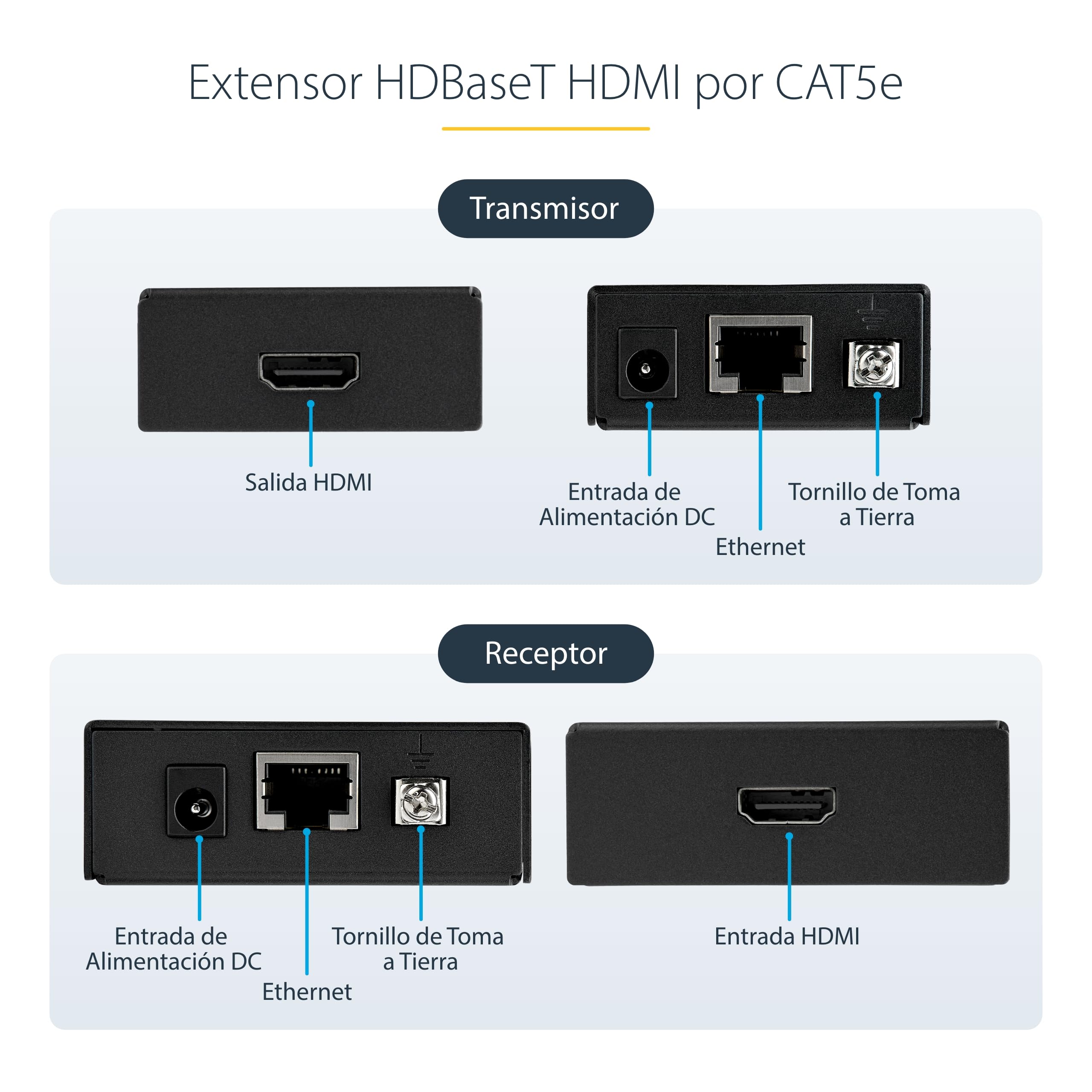 StarTech Kit Extensor HDMI por Cable Cat5e/Cat6 con PoC, 4K 35m, 1080p 70m