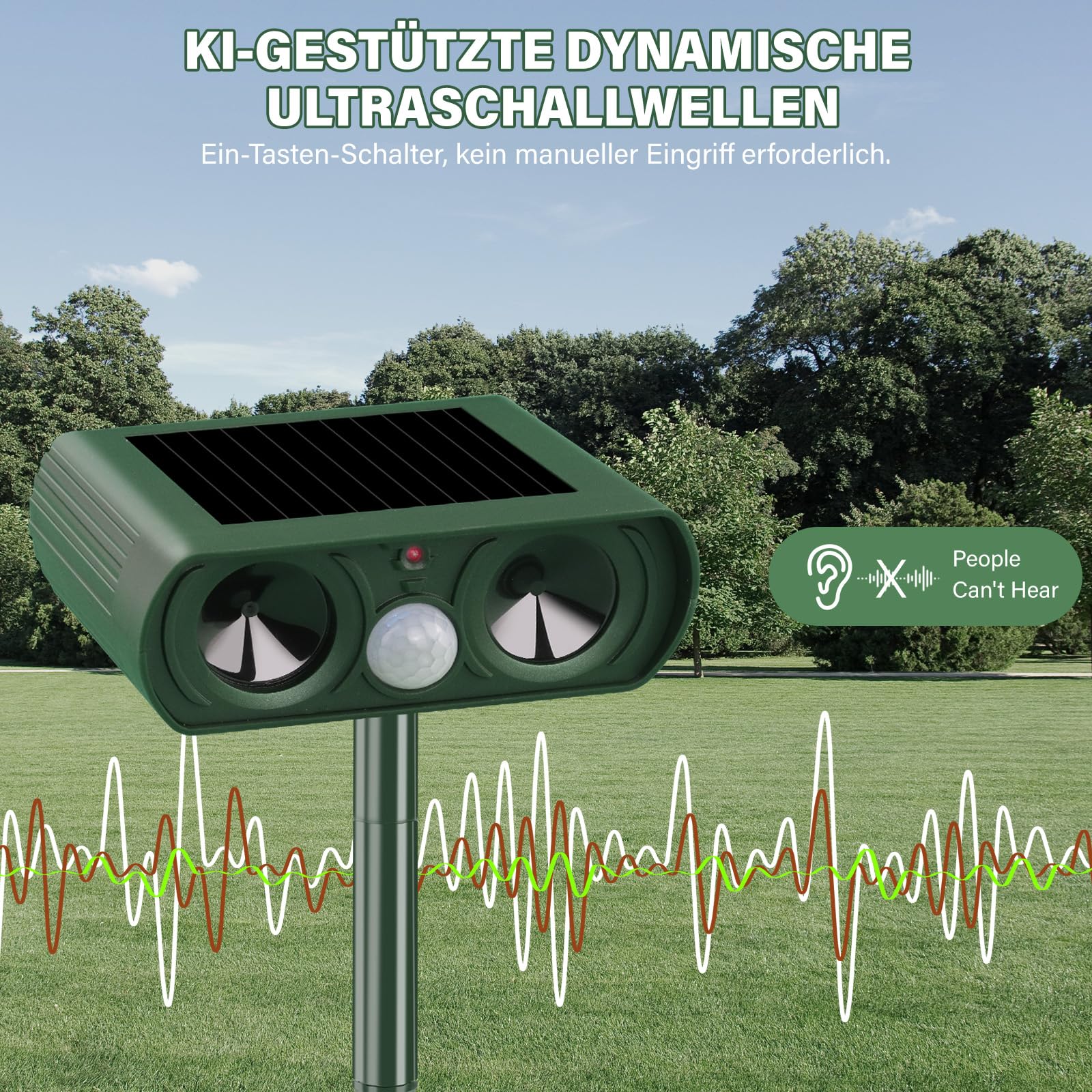2er-Pack Katzenschreck für Garten Solar, Ultraschall-Katzenschreck für den Außenbereich, kann Katzen, Vögel, Füchse, Waschbären, Kaninchen und Nagetiere wirksam abwehren (2)