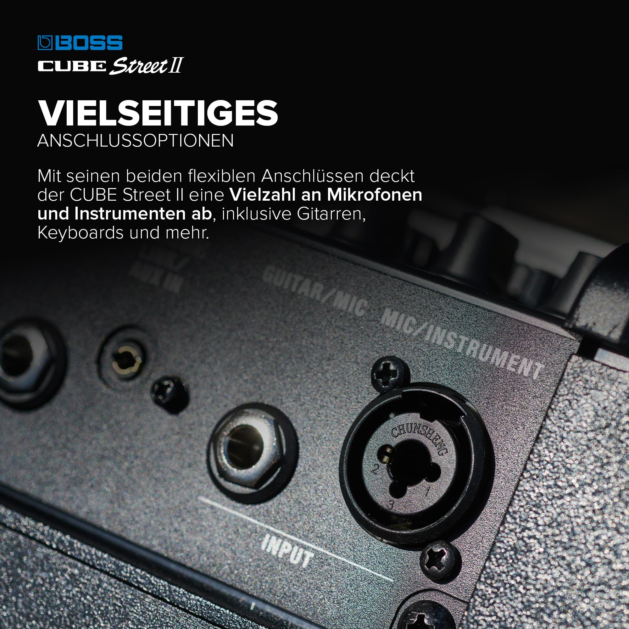 BOSS Cube Street II | Tragbarer batteriebetriebener Stereoverstärker | Hochwertiger Sound | Perfekt für Straßenmusik | Anschluss von Mikrofonen, Instrumenten & Audiogeräten | Rot