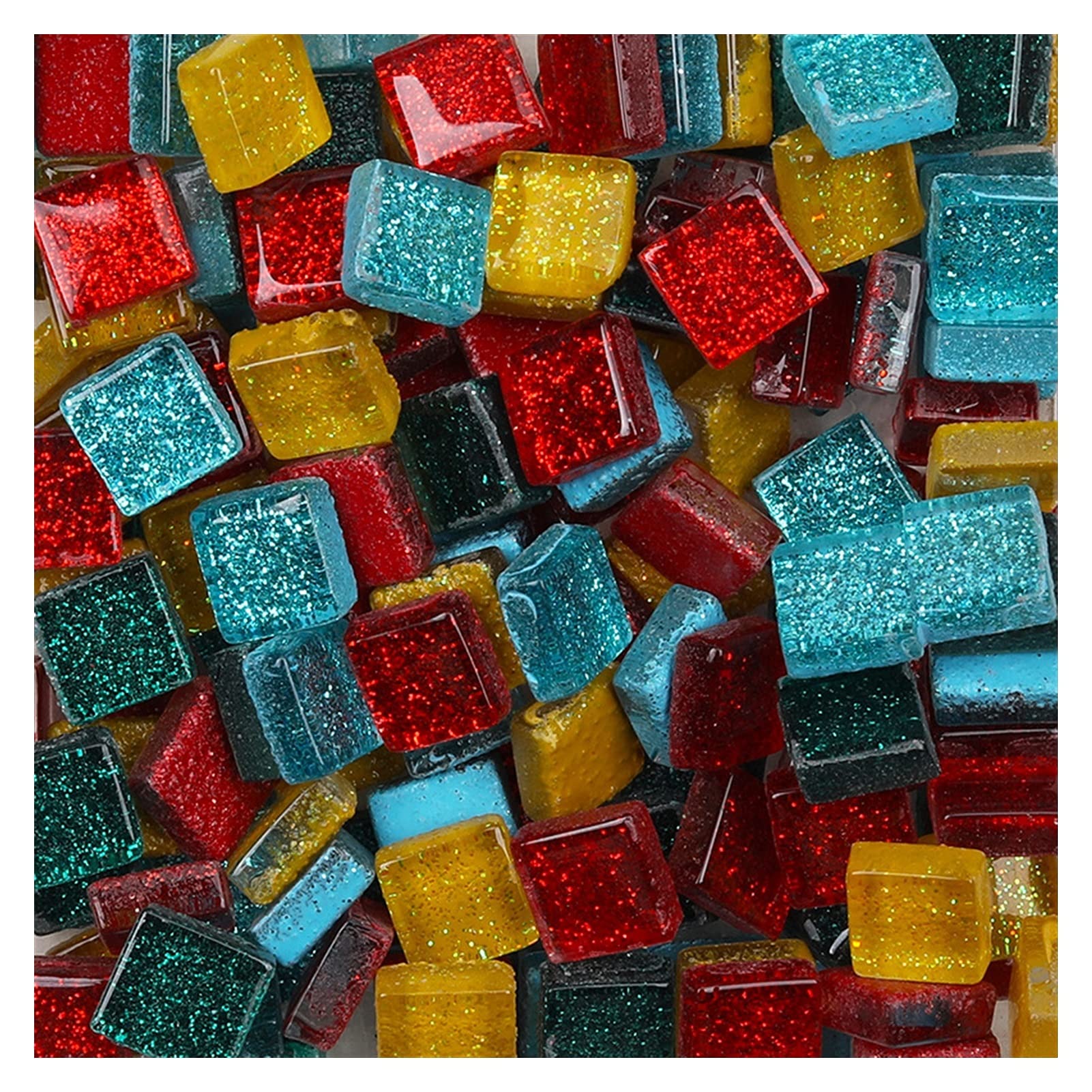 Mosaicos Manualidades, Teselas Para Mosaicos Azulejos de mosaico de cristal de Glitter de 600 g de piedra cuadrada y de forma colorida de forma colorida BRICOLAJE Mosaico haciendo niños materiales art