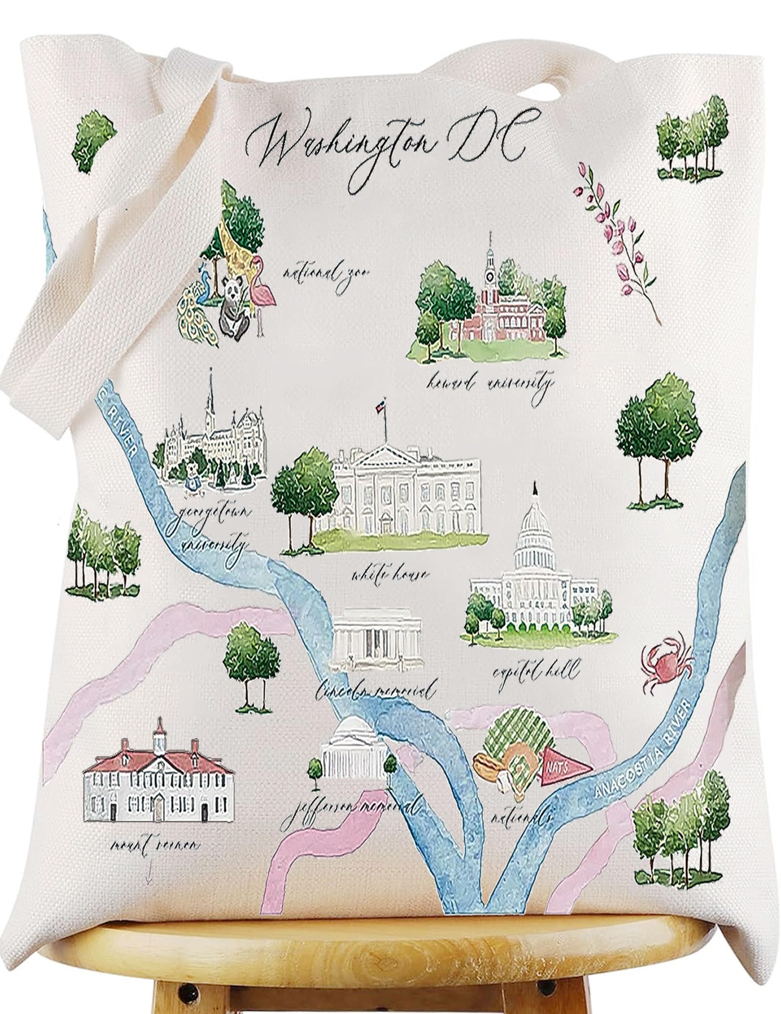 WZMPA Washington DC City Map Cosmetic Bag Washington DC Travel Souvenir Gift Washington DC Long Distance Relationship Makeup Zipper Pouch Bag For