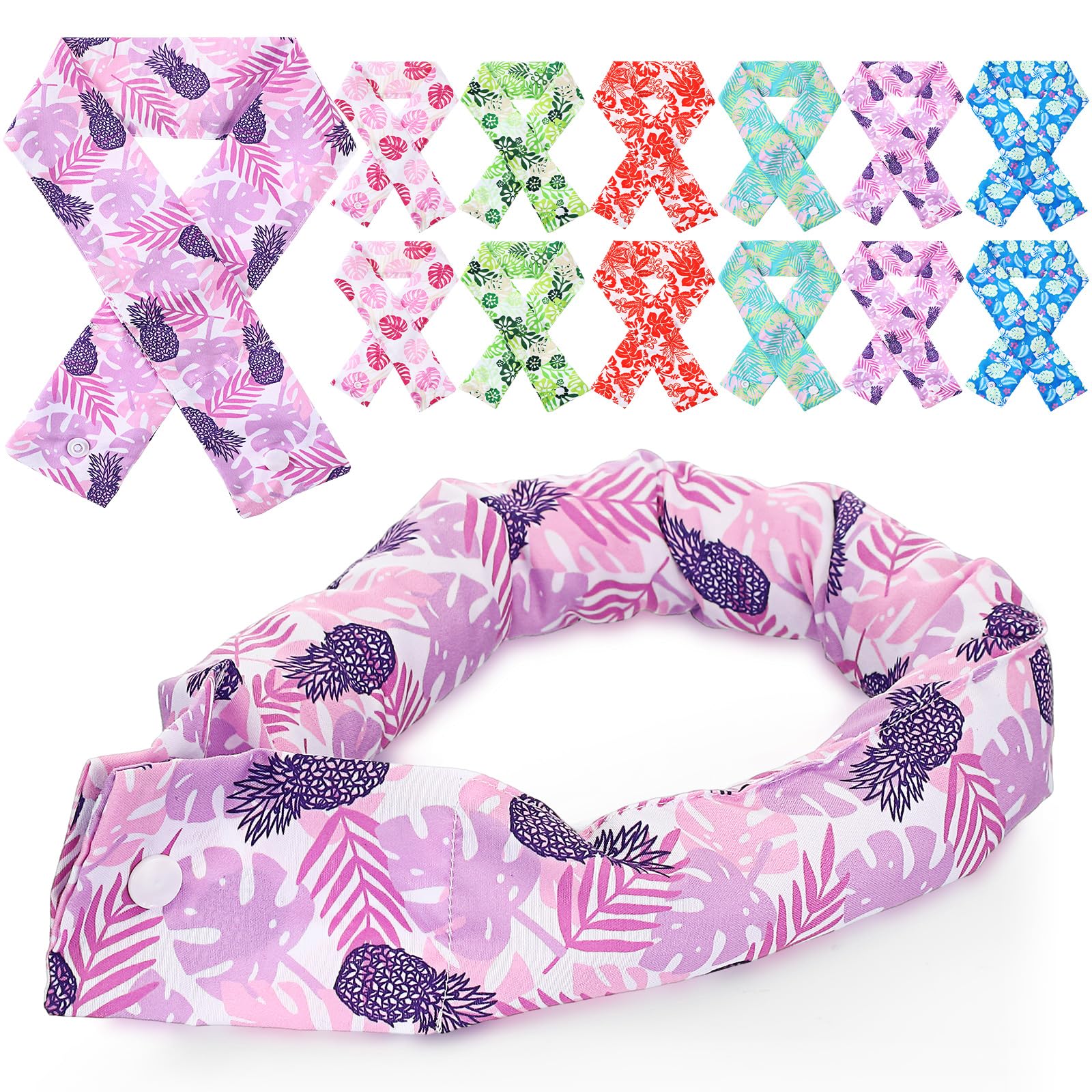 Hanaive 12 Pcs Vegetation Cooling Neck Wraps with Button