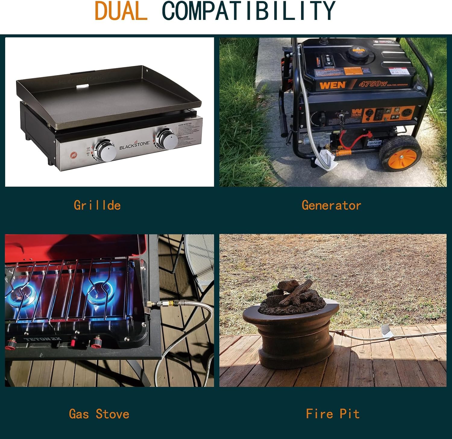 12 Feet rv Propane Hose with Adapter for Blackstone 17 inch and 22 inch 28'' 36'' Griddle, for Weber, Charbroil, Nexgrill Grill, Propane Patio Heater and Fire Pit