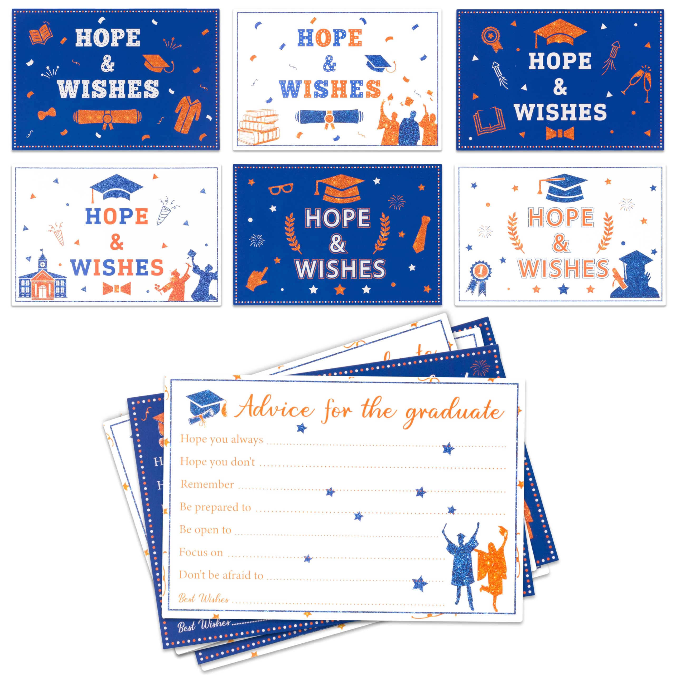 WATINC Graduation Advice Wish Cards - 48pcs Congrats Graduate Greeting Card with Best Wishes, 2025 Celebration Grad Party Decorations Supplies for