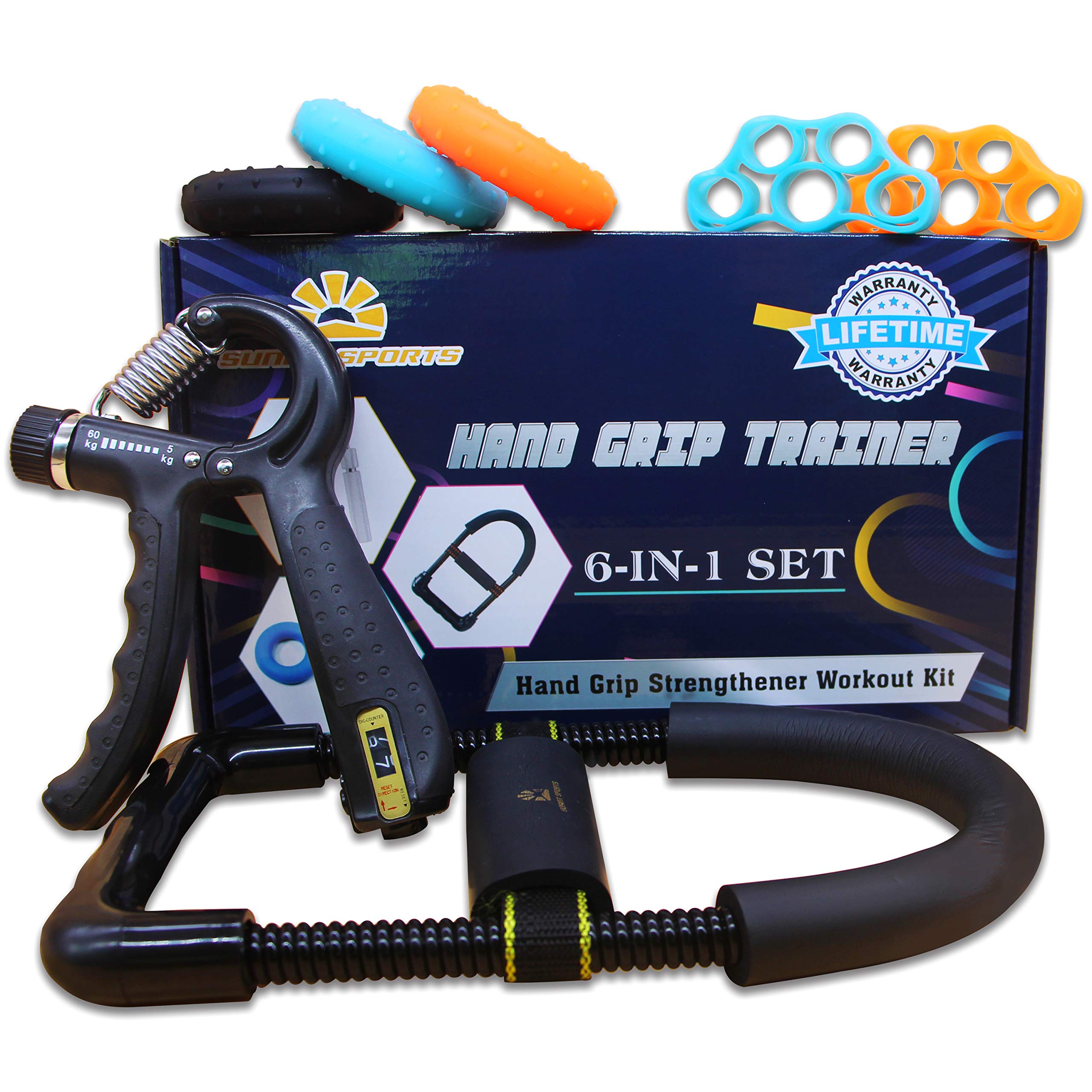 Buy Hand Grip Strengthener (7 Pack) Forearm Grip Adjustable Resistance