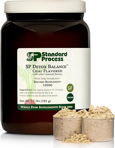 Standard Process SP Detox Balance Chai - Limpieza desintoxicante con proteína de guisante, hierro, magnesio y colina, vegano, sin lácteos y sin