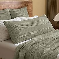 Vista 42 de PHF Fundas de almohada con tejido de gofre de 24" x 24", paquete de 2, funda de almohada cuadrada 100% algodón para decoración de ropa de cama, sin