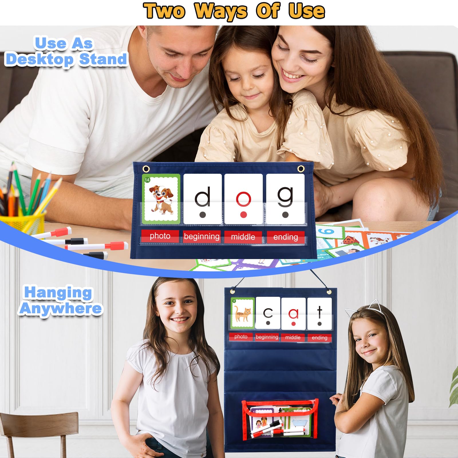 BOHEMIABY Tabla De Bolsillo Para Construcción De Palabras - Juego Fonético Con Tarjetas CVC | Ideal Para Aula Y Casa