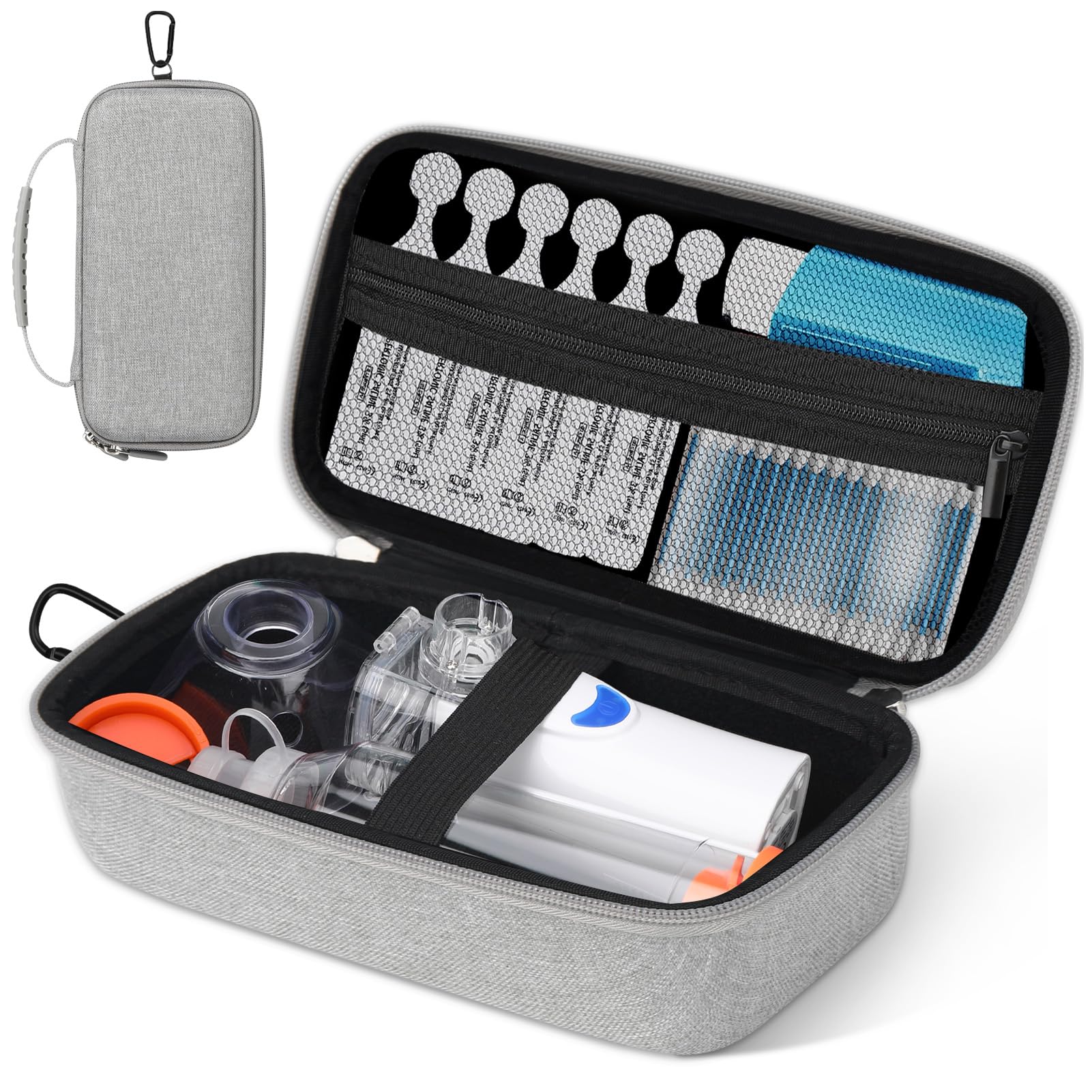 Portable Carrying Case for Nebulizer Machine and Asthma Inhaler, Grey, Small, Classic-image-3