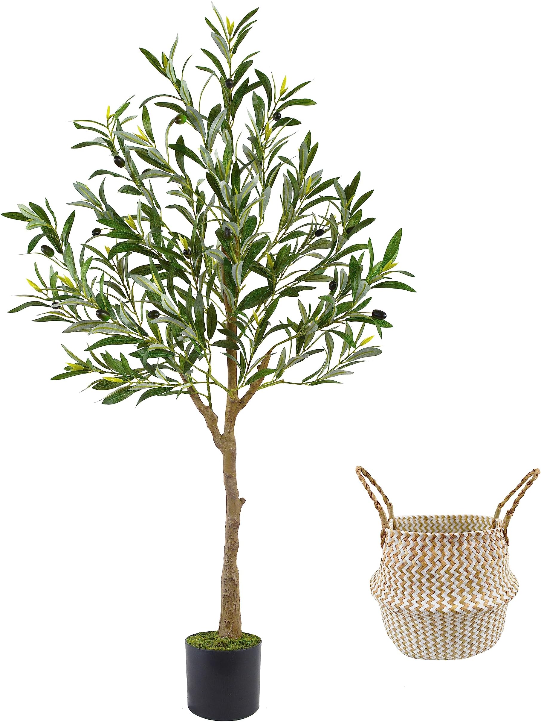 GOFLAME 2 Pack Artificial Olive Trees, 6 FT Fake Potted
