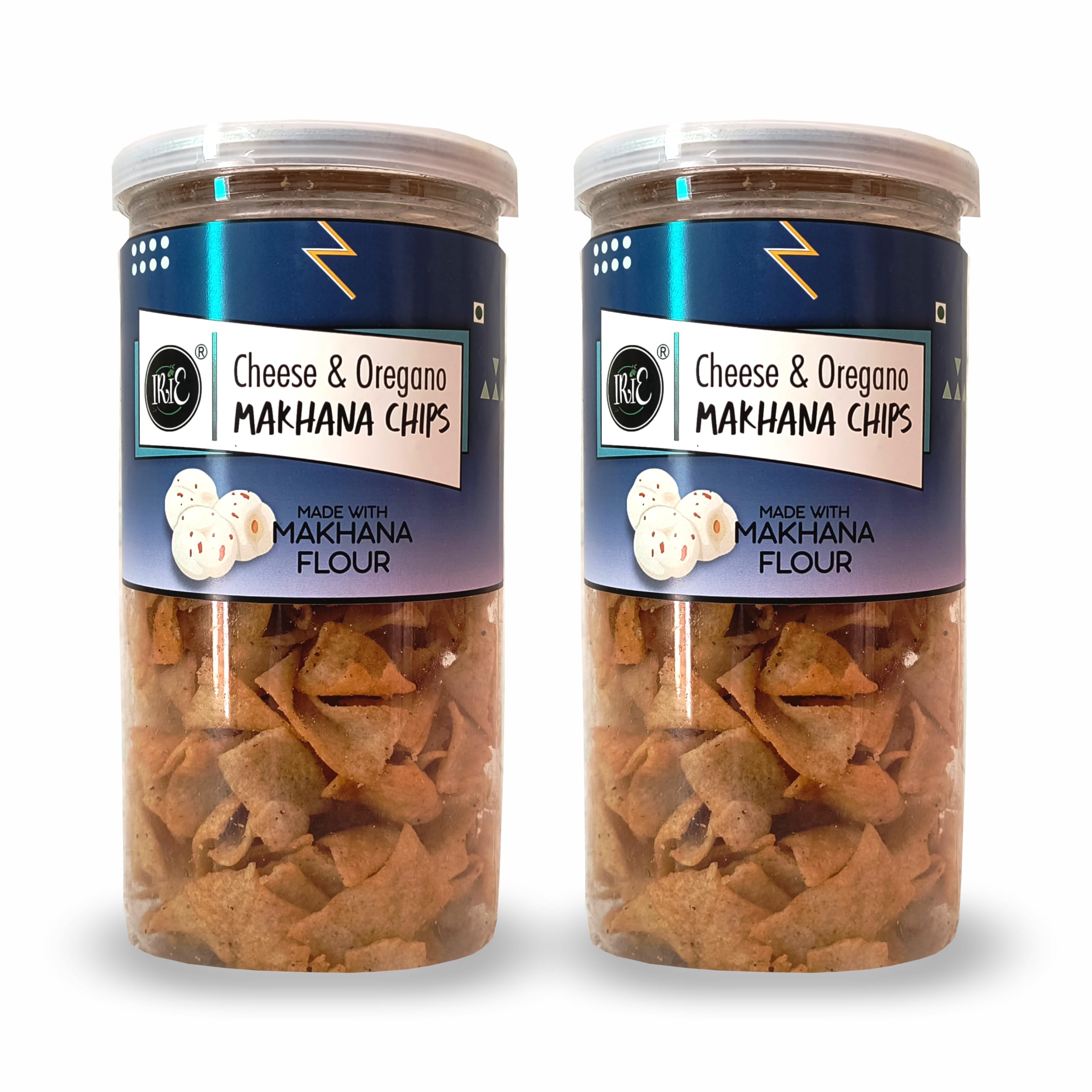 IRIE Makhana Chips - Cheese & Oregano | Roasted Healthy Chips | Gluten-Free | Crunchy | No Preservatives | Healthy Snack - Pack of 2 (130g Each)