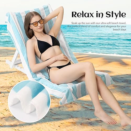 Miniatura 10 de Touchat Paquete de 2 toallas de playa de gran tamaño, de microfibra gruesa sin arena, de 30 x 60 pulgadas, súper absorbentes, tropicales, cocoteros,