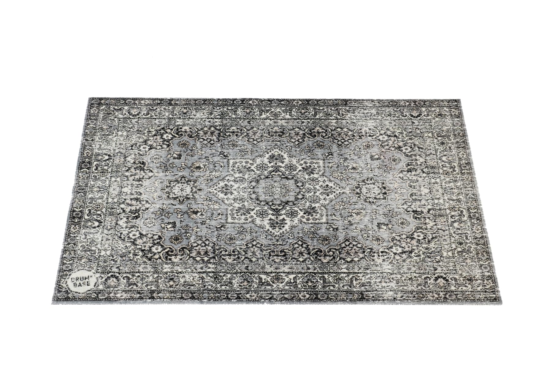 DRUMnBASE Vintage Persian Style Stage Rug, Non Slip Waterproof Rug for Stage or Studio Use to Reduce Vibrations, Gray, 4.26 FT X 3 FT