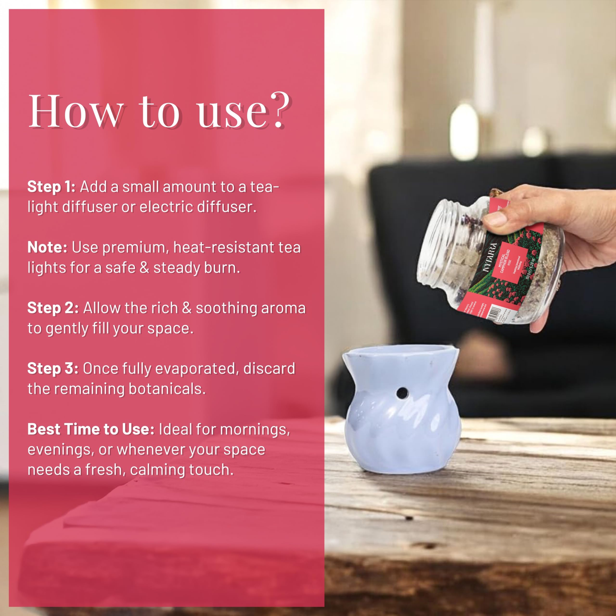 Nytarra Rose Camphor Blend - Diffuser & Puja Rituals -6 Nytarra Rose Camphor Blend - Diffuser & Puja Rituals -6
