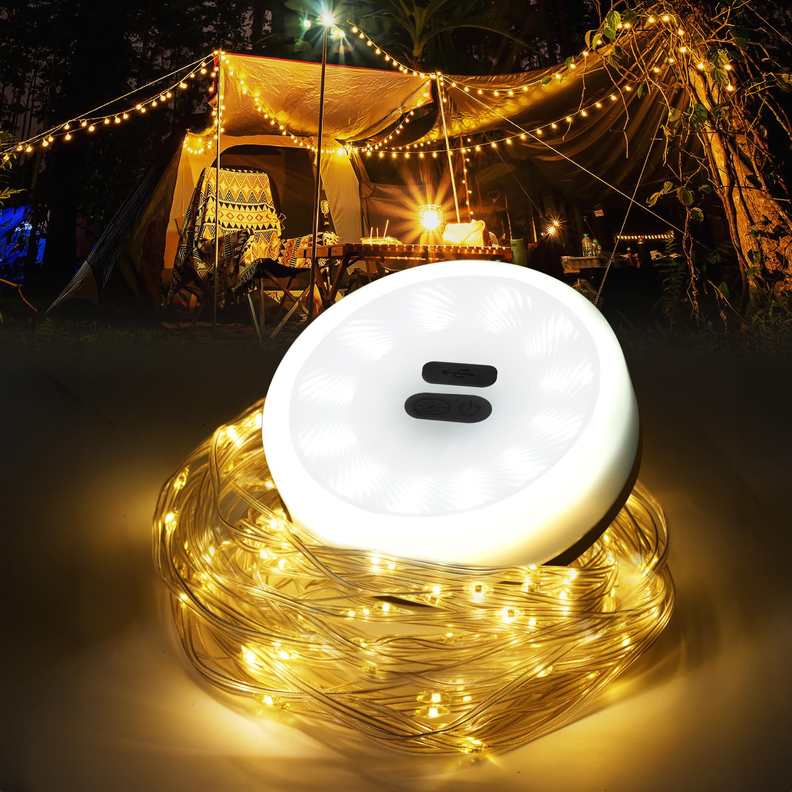 Catena Luminosa Da Campeggio 10m – Luci Portatili Ricaricabili USB Con 8 Modalità E Base Magnetica - 3