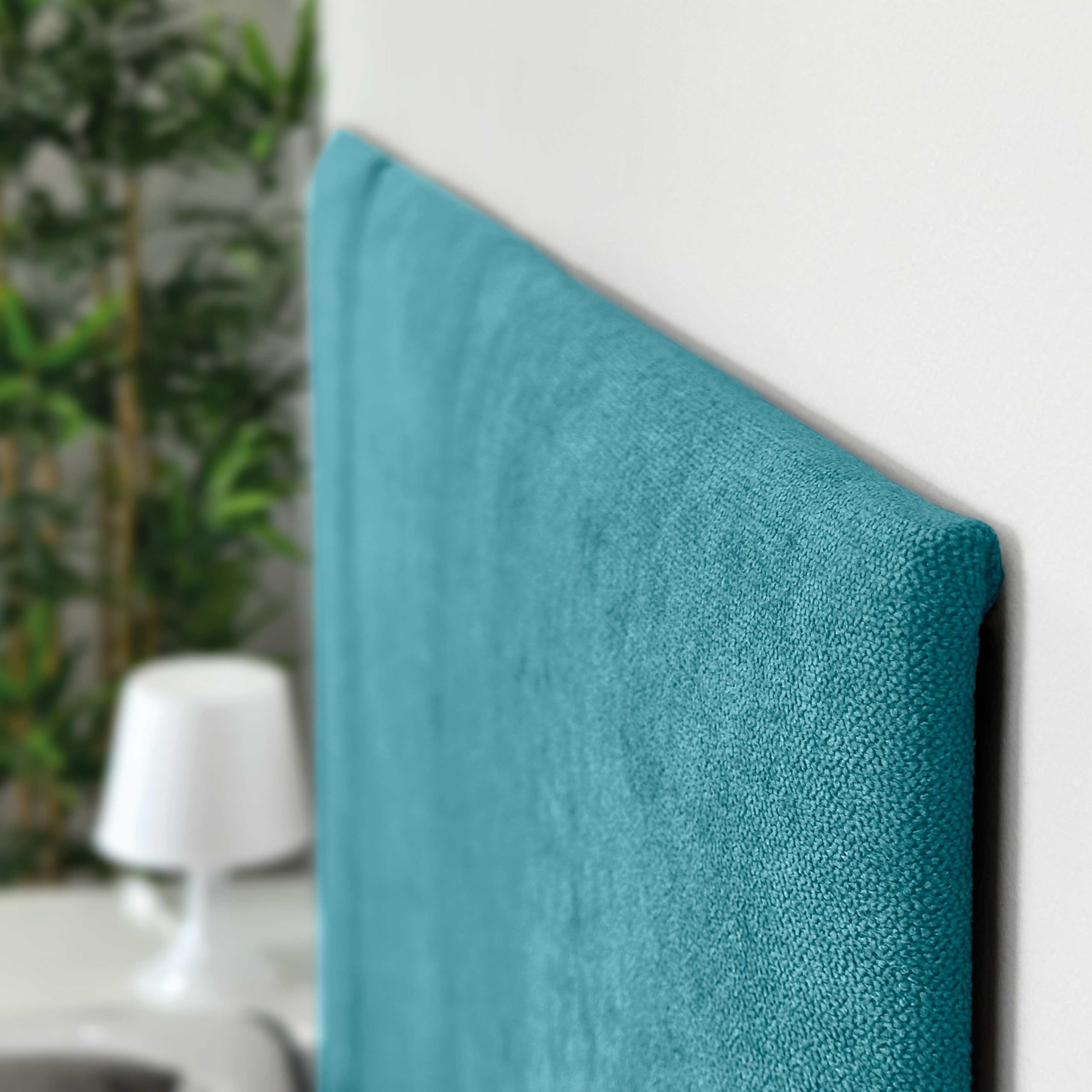 DHOME Testiera Imbottita in Tessuto Aqualine Premium Antimacchia Design Modulare Verticale Autoadesiva Testata Letto Camera da Letto Imbottita (Turchese, 160cm, Altezza 80 cm, x4)