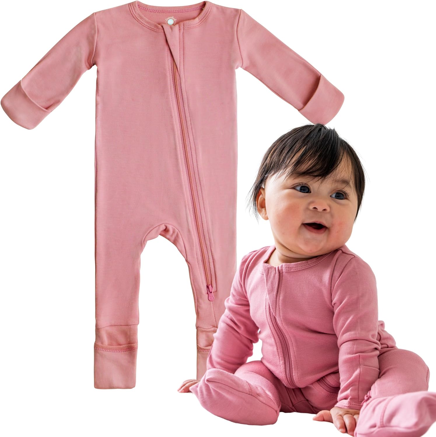 DREAMLAND BABY Bamboo Viscose Baby Pajamas (0-24 months). Ultra Soft Viscose Sleepers with 2-Way Zipper, Mitten & Foot Cuffs