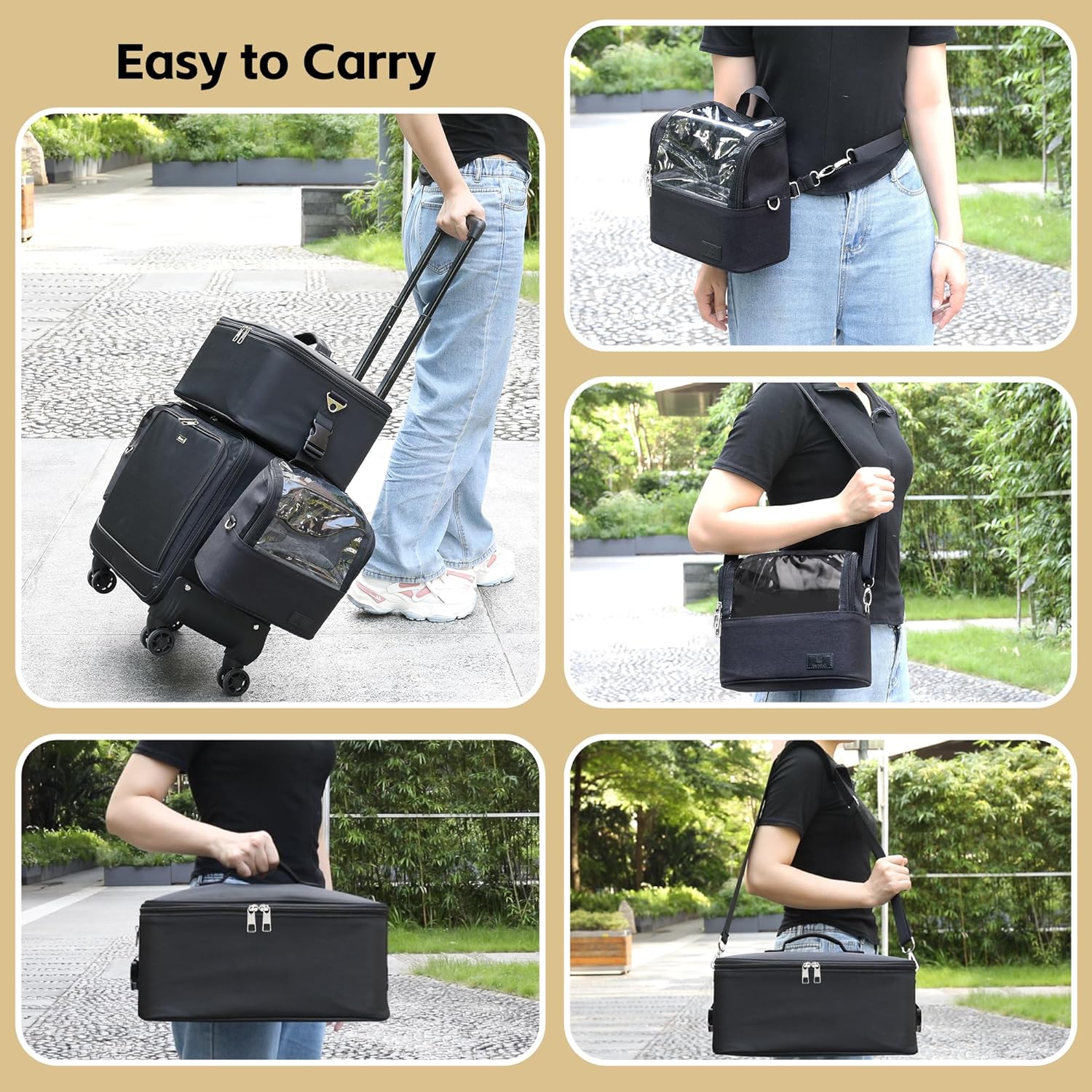 TANTO Rolling Makeup Train Case, Professional Makeup Case on Wheels Makeup Artist Bag With 7 Small Bag 4 in 1 Extra Large Cosmetics Organizer Cosmetology Case With Swivel Wheels &Adjustable Dividers