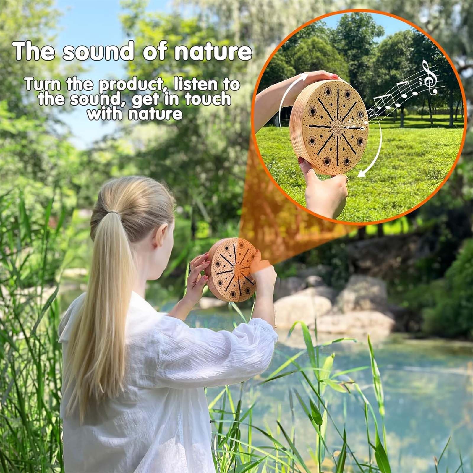 Tamburo Ocean da 7,1 Pollici - Strumento a percussione Etnico terapeutico per rilassamento e Meditazione, Terapia del Suono con Perline d'onda, Sollievo dallo Stress, Musica curati