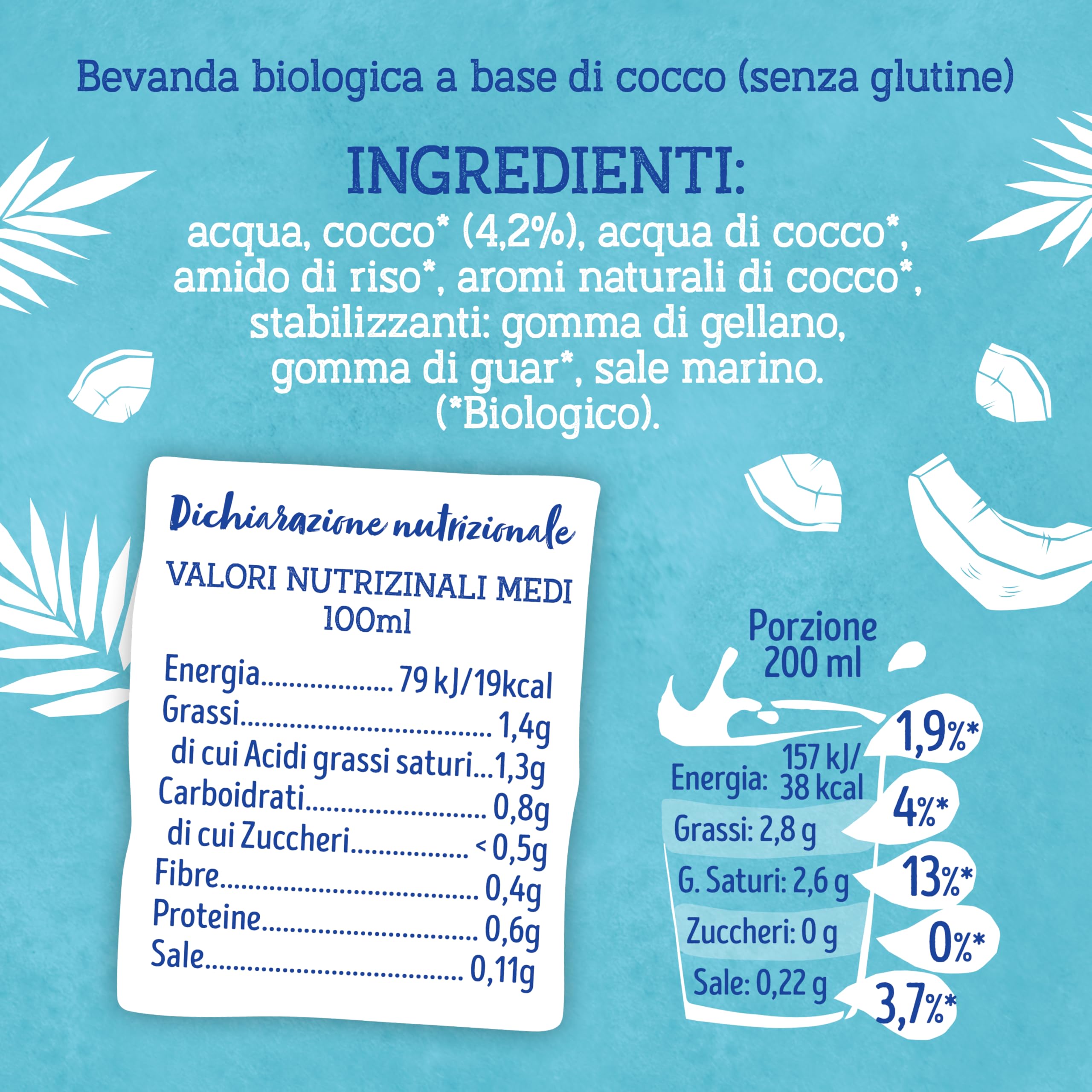 ISOLA BIO Bevanda di Cocco 0% Zuccheri, Bevanda Biologica con 100% Ingredienti Naturali, Senza Glutine, a Basso Contenuto di Sodio, per Vegetariani e Vegani, 6 Confezioni da 1 Litro