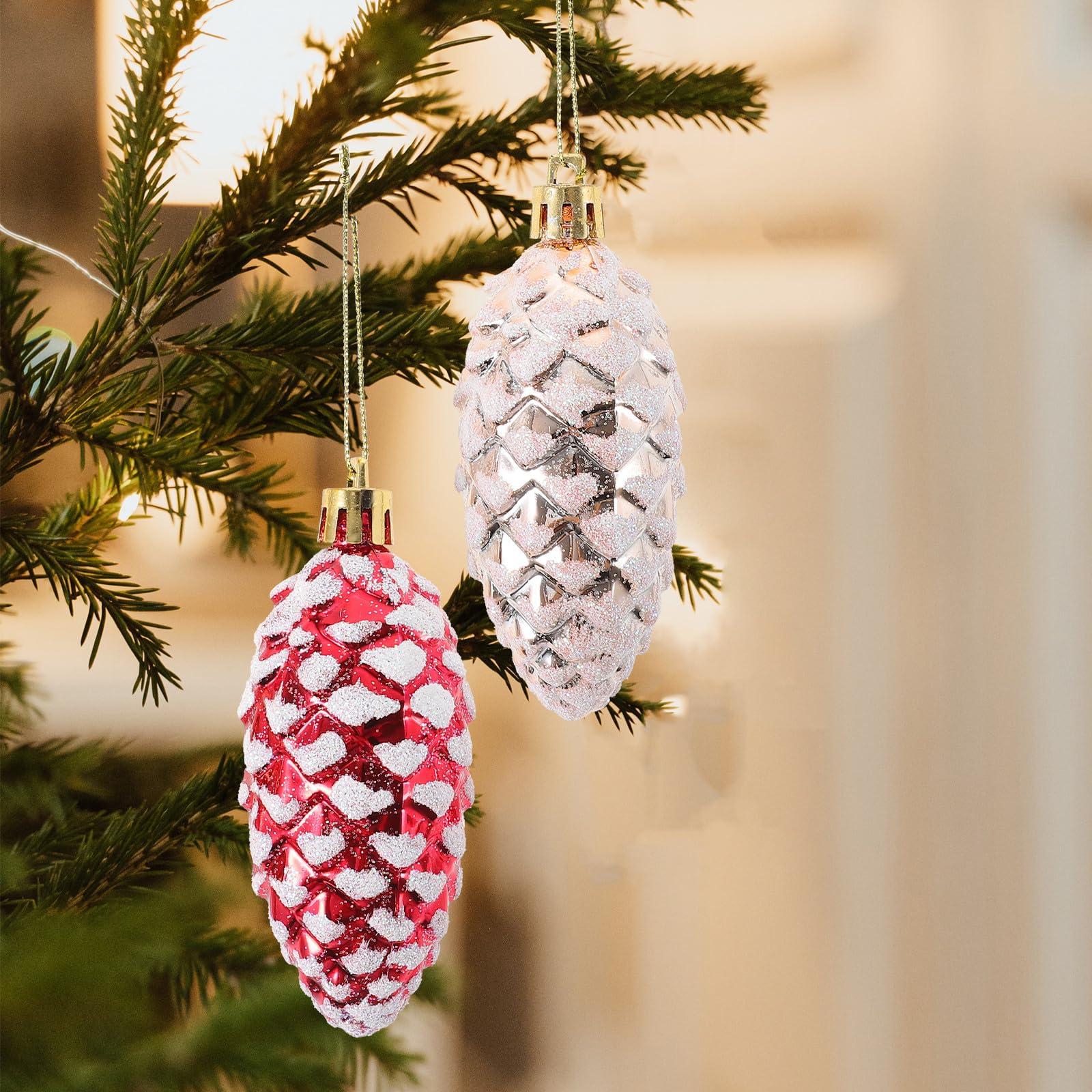 Toyvian 16 Schachteln Weihnachtsbaumschmuck Tannenzapfen aus Kunststoff zum