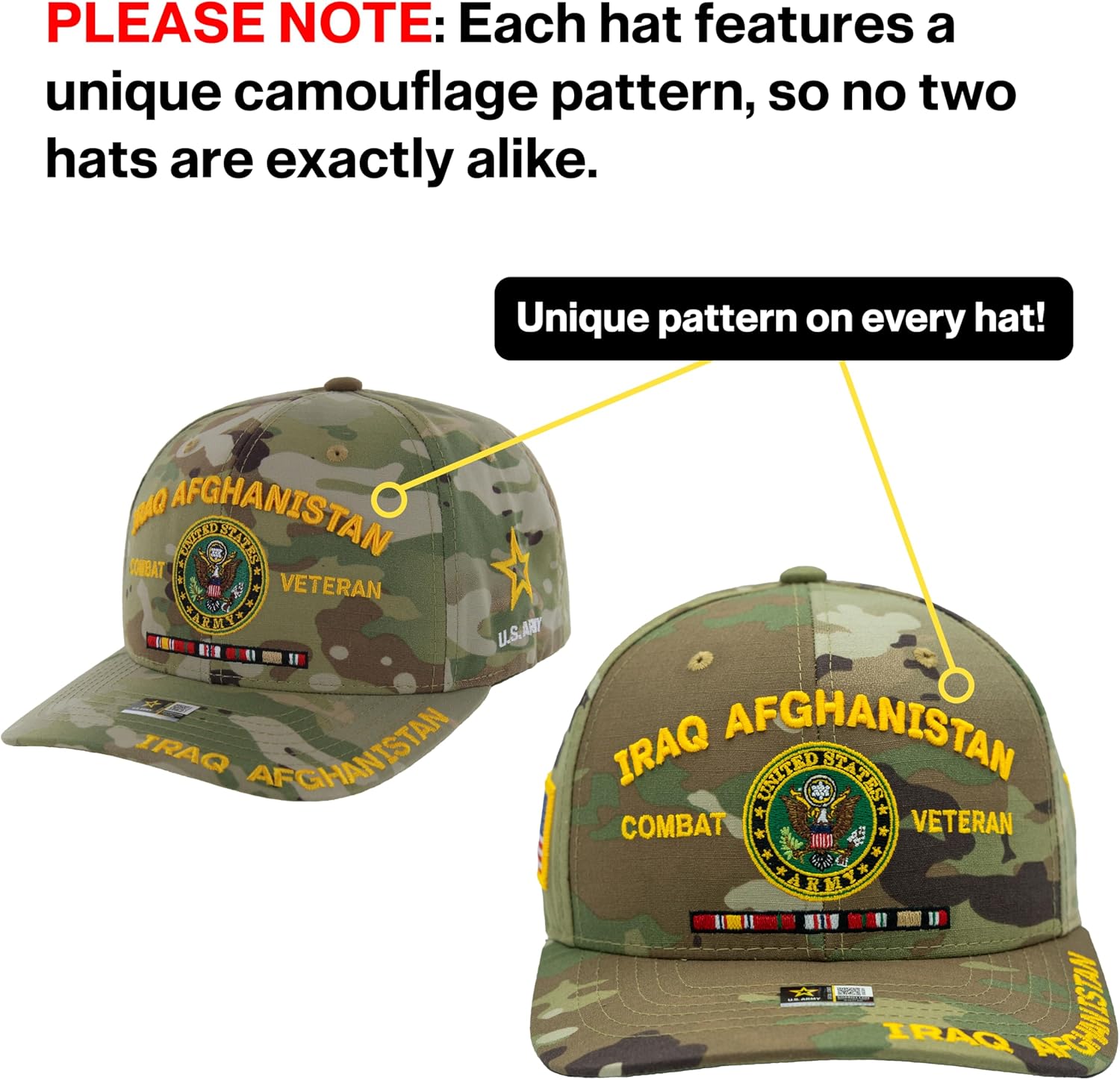 Iraq Afghanistan Veteran Hat for Men Official Licensed US Army Military Combat Veterans Embroidered Adjustable Cap - Image 6