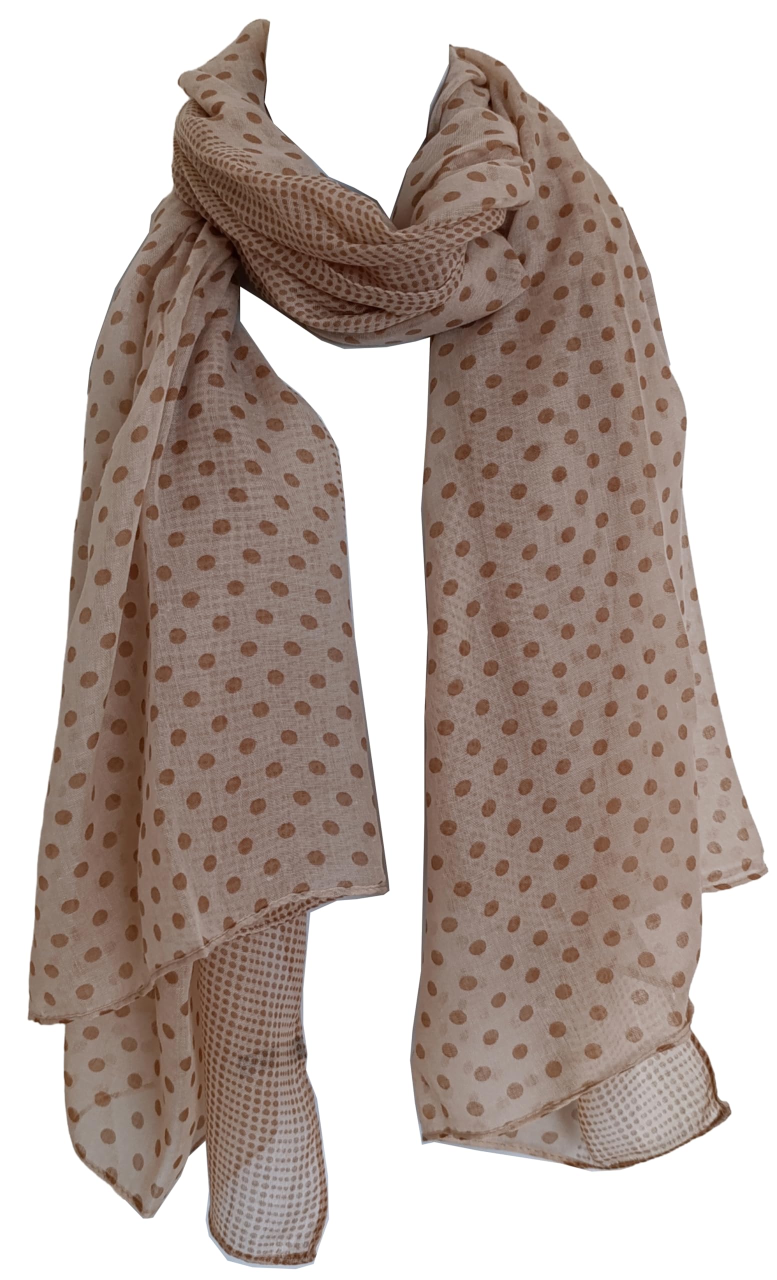 Glamlondon Women's Bm-Tan Spotty Scarf Fashion Polka Dots Spots Shawl Wrap Glam-London (Bm-Tan)