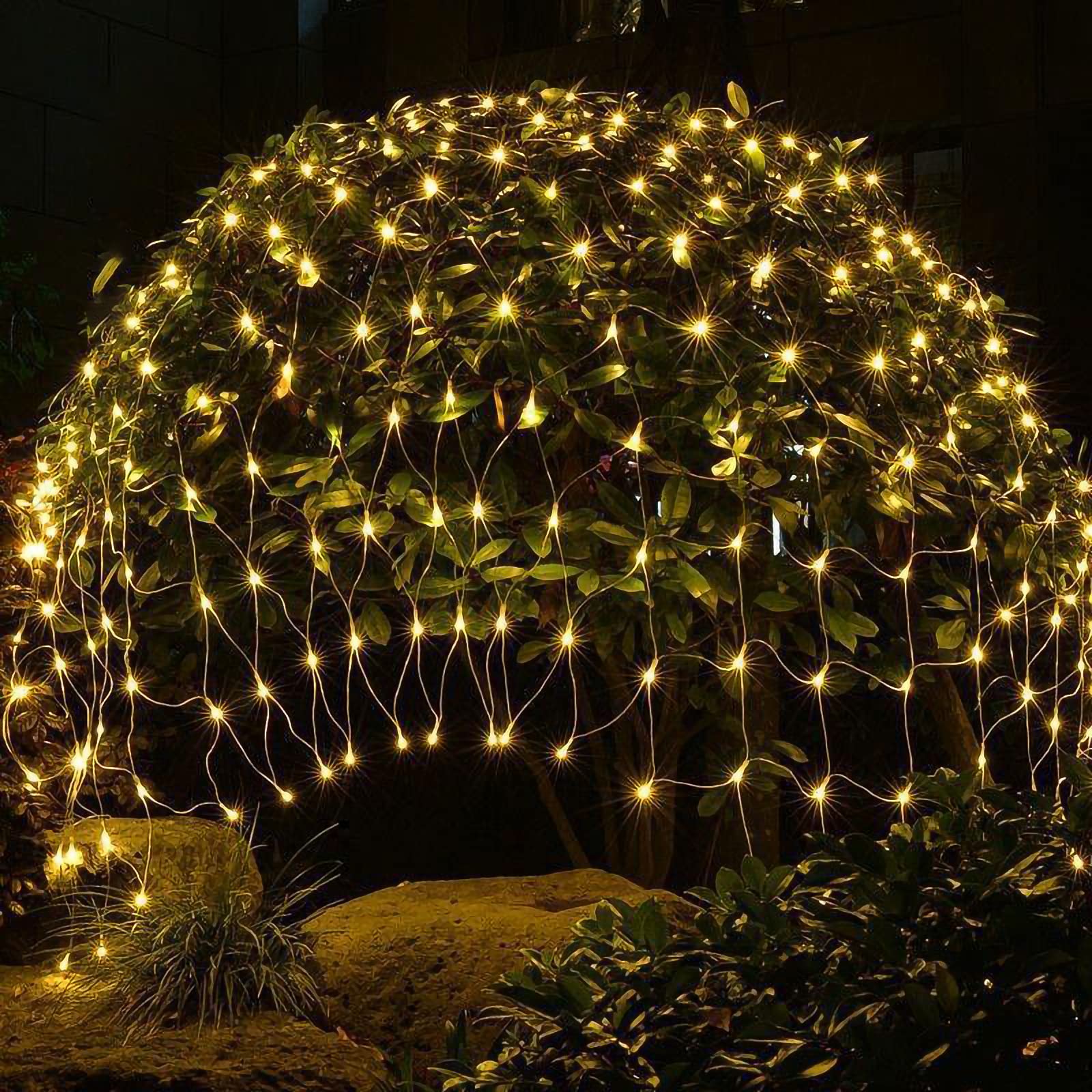 Daromigo Siatka świetlna LED, 300 diod LED, ciepła biel, dekoracyjna lampa do użytku wewnątrz i na zewnątrz, z wtyczką (4,5 x 1,6 m, 8 trybów)