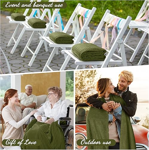 Miniatura 5 de Buryeah 12 mantas de franela a granel de 50 x 60 pulgadas, suaves y ligeras, con manta de forro polar bohemio acanalado a rayas para cama, sofá,