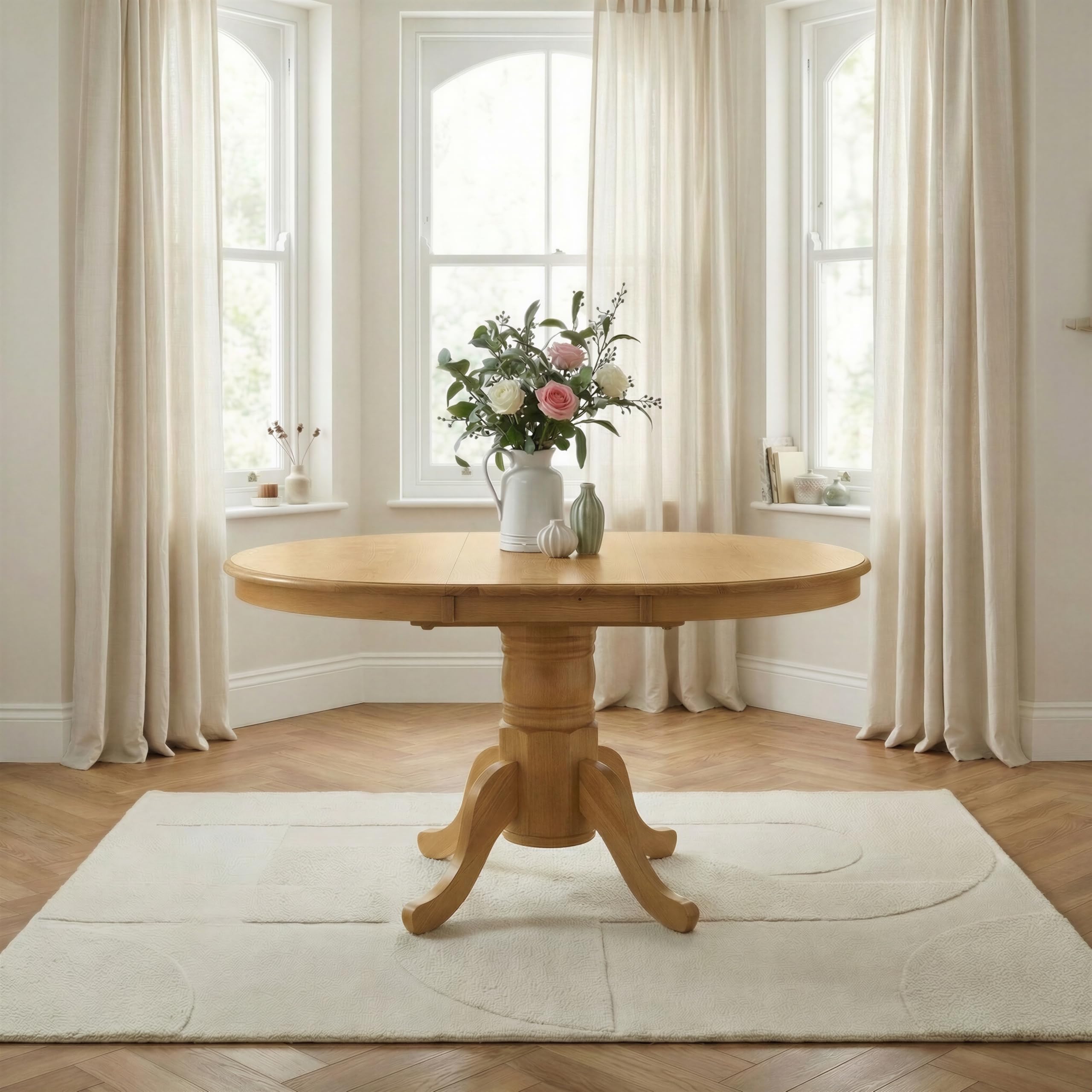 Furniturebox UK Padstow Round Extending Dining Table