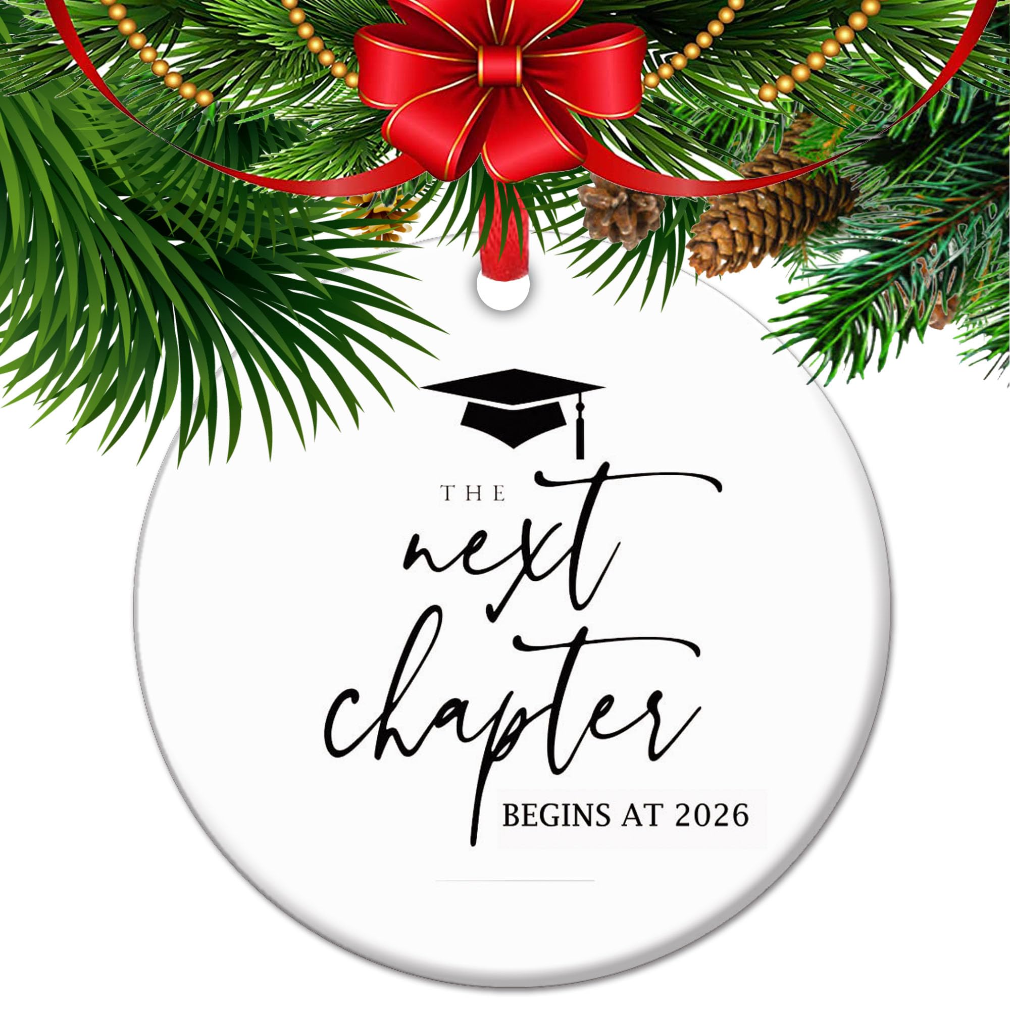 The Next Chapter Begins 2026 Ceramic Graduation Ornament, Class of 2026 Keepsake, High School & College Grad Decoration, New Journey Commencement Gift for Her o