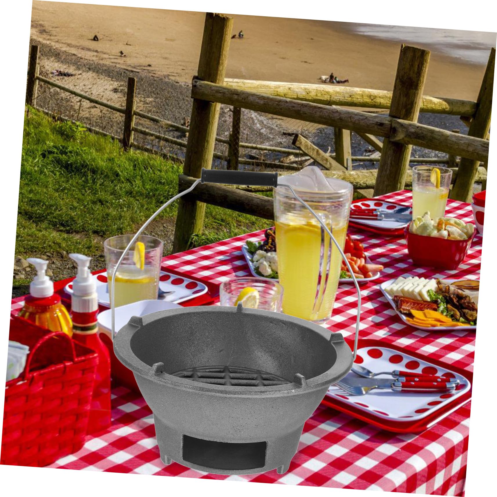 Happyyami Grill Stove Portatile Ghisa Per Bbq All Mini Barbecue Per Grigliate Per Resistente e Versatile Per