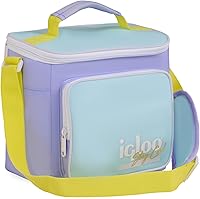 Igloo Retro Square Lunch Bag Cooler - Holds 9 Cans, Adjustable Strap, Front Pocket - Vintage Style Soft Cooler Bag