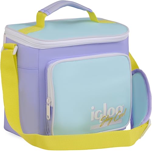 Igloo Retro 90s Lunch Coolers, Insulated Lunch Bag, Square Lunch Box Cooler with Front Pocket & Adjustable Strap