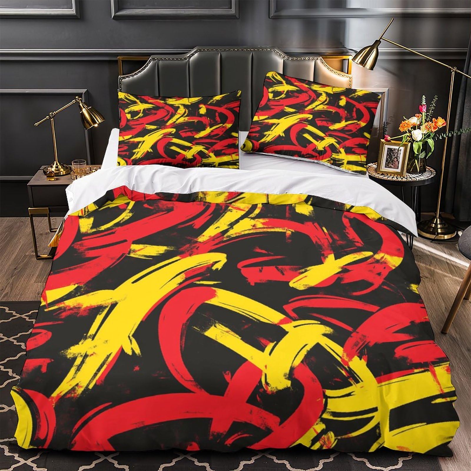 Housse de couette 3 pièces tourbillons abstraits 3D pour lit simple