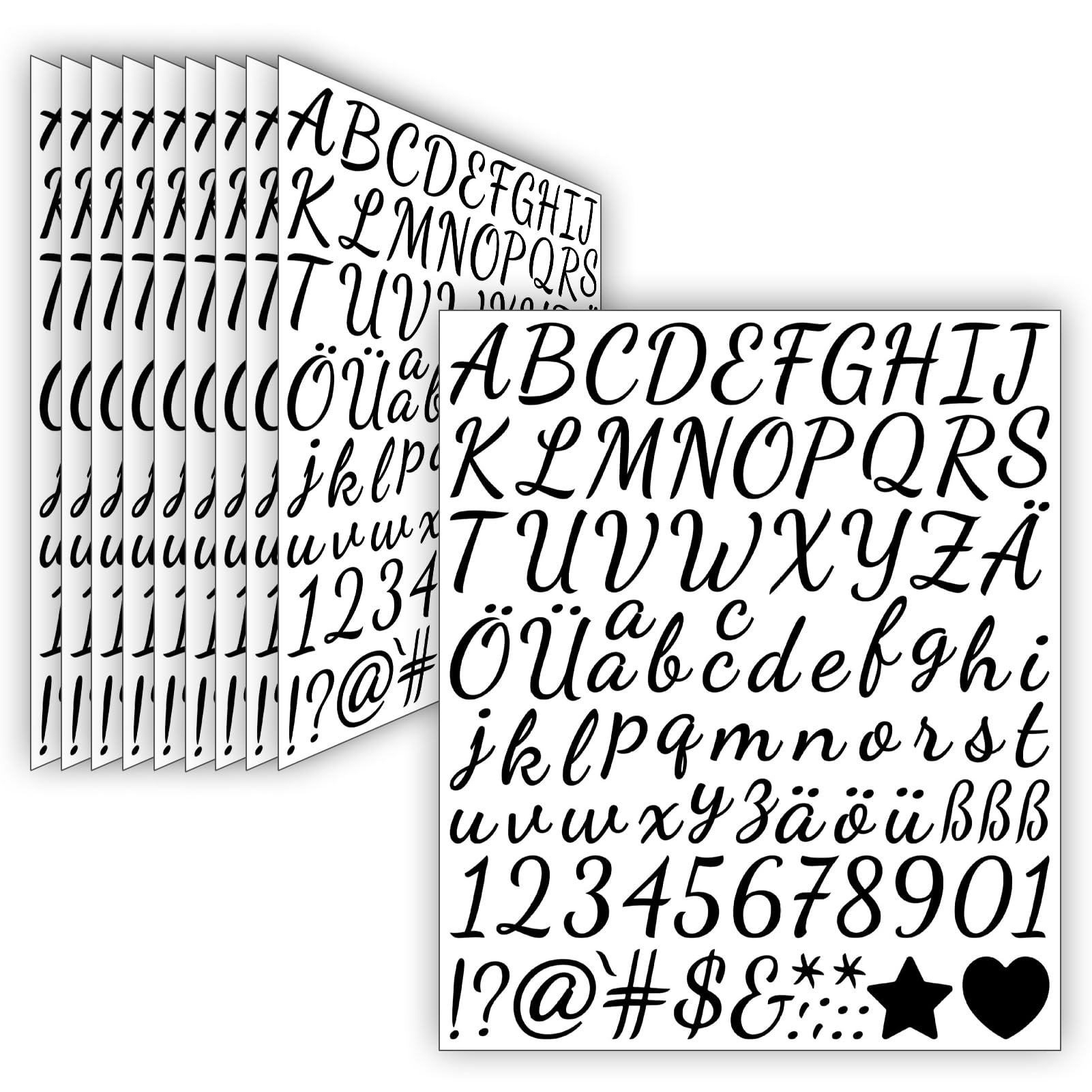 10 Blätter Buchstaben Aufkleber (2.5 cm),930 Stücke Selbstklebende Aufkleber Vinyl Buchstaben Zahlen,Wasserfester Sticker für Postfach,Scrapbooking,Adressnummer,DIY Handwerk (Schwarz)